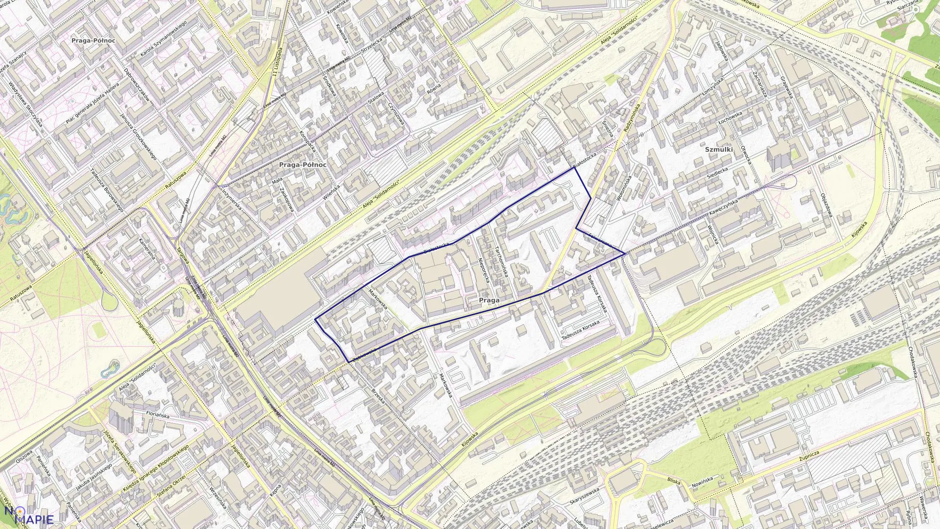 Mapa obrębu 4-14-05 w mieście Warszawa