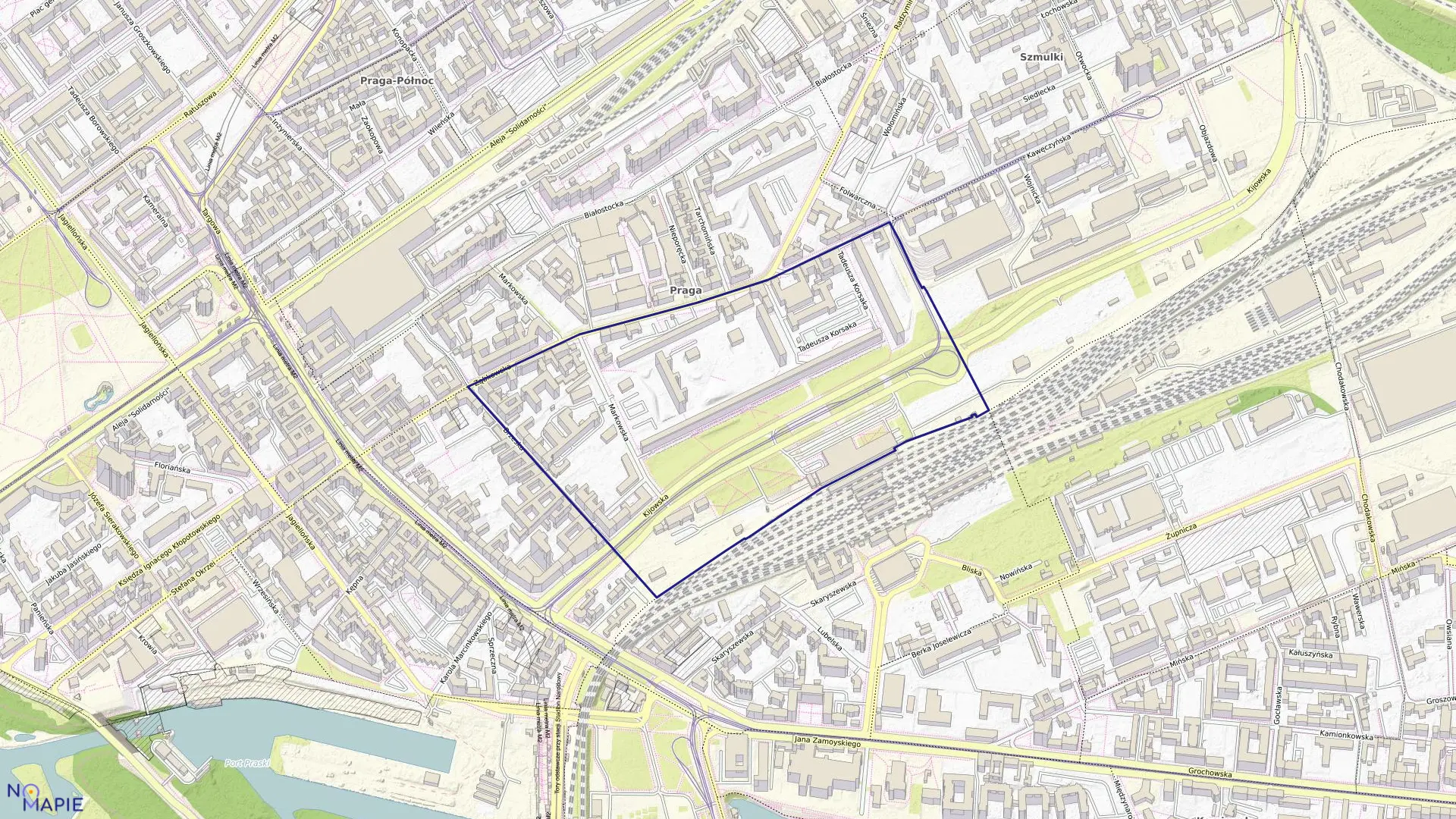 Mapa obrębu 4-14-07 w mieście Warszawa