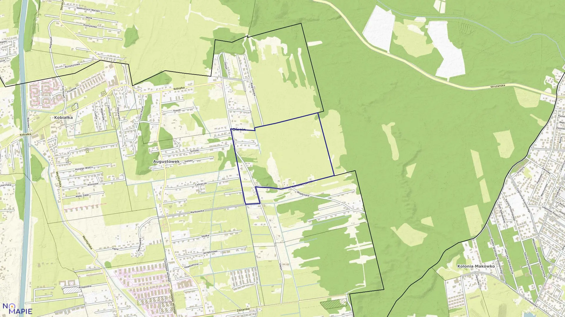 Mapa obrębu 4-16-07 w mieście Warszawa