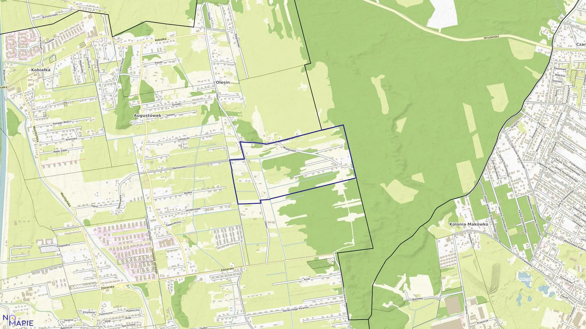 Mapa obrębu 4-16-14 w mieście Warszawa