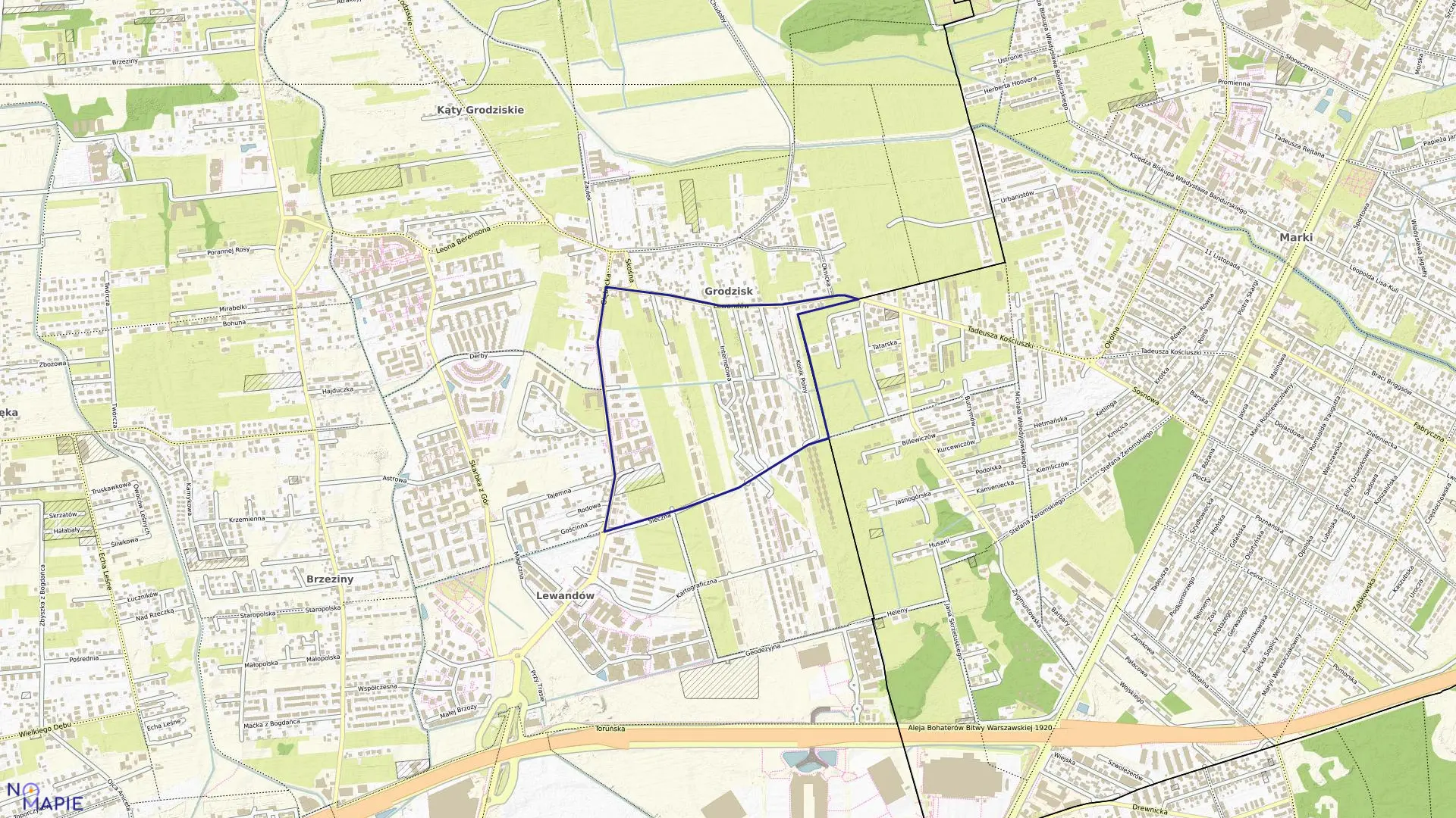 Mapa obrębu 4-16-34 w mieście Warszawa