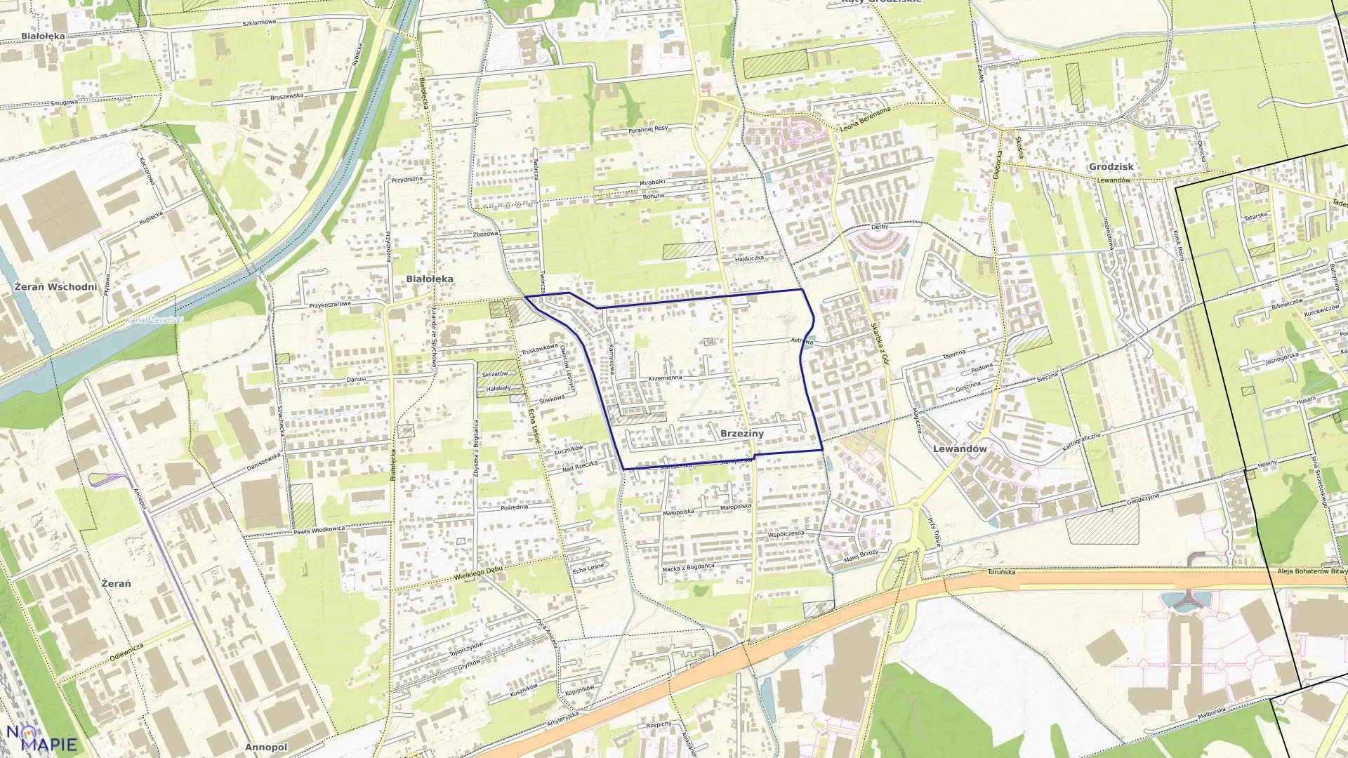 Mapa obrębu 4-16-35 w mieście Warszawa