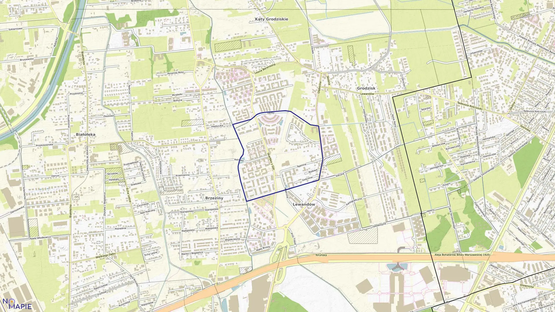 Mapa obrębu 4-16-36 w mieście Warszawa