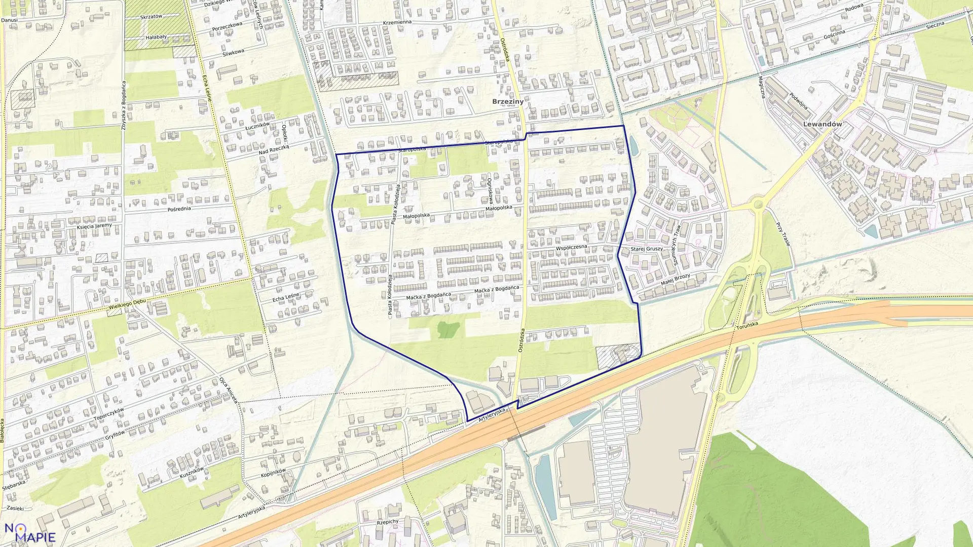 Mapa obrębu 4-16-37 w mieście Warszawa