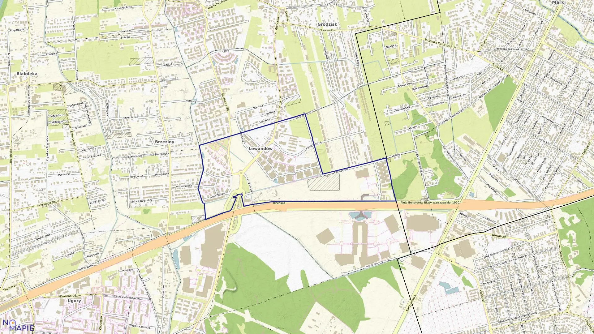 Mapa obrębu 4-16-38 w mieście Warszawa