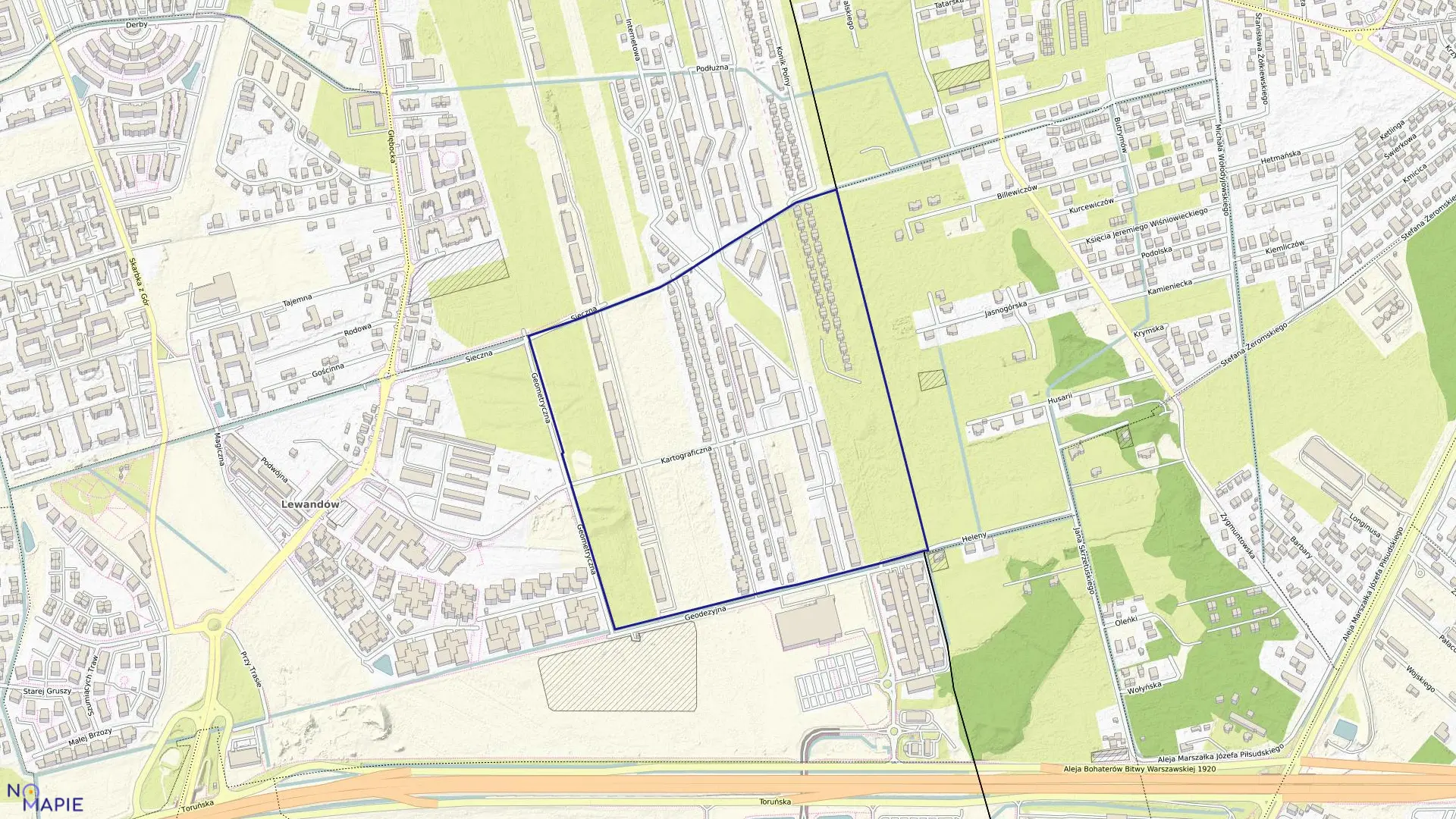 Mapa obrębu 4-16-39 w mieście Warszawa