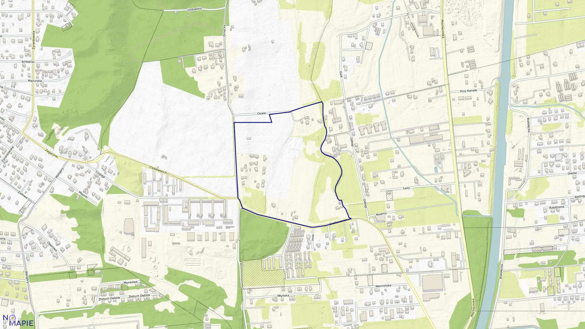 Mapa obrębu 4-16-43 w mieście Warszawa