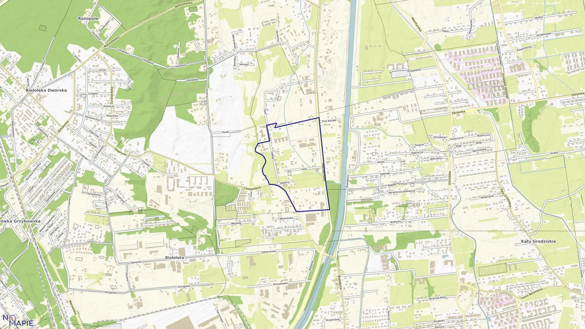 Mapa obrębu 4-16-44 w mieście Warszawa