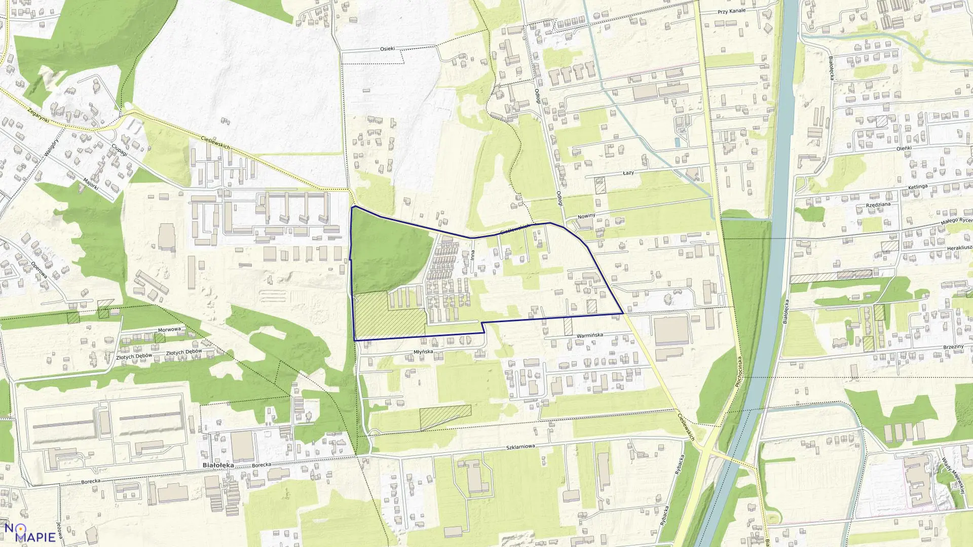 Mapa obrębu 4-16-45 w mieście Warszawa