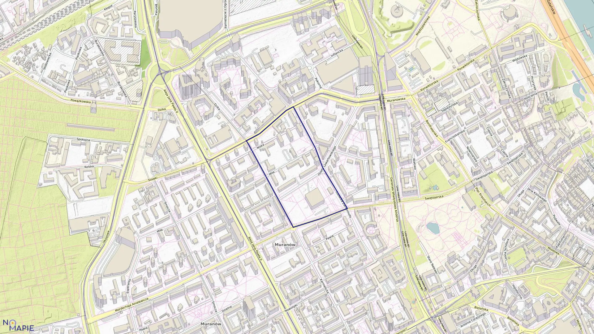 Mapa obrębu 5-01-05 w mieście Warszawa