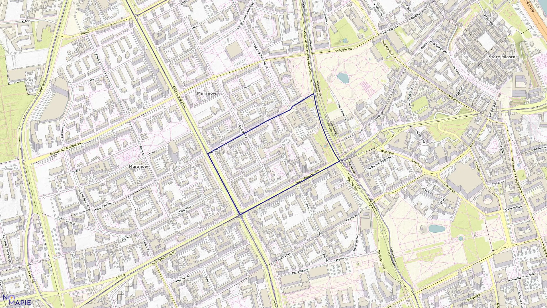 Mapa obrębu 5-01-08 w mieście Warszawa