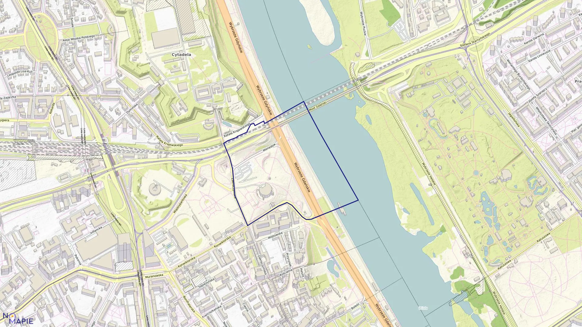 Mapa obrębu 5-02-02 w mieście Warszawa