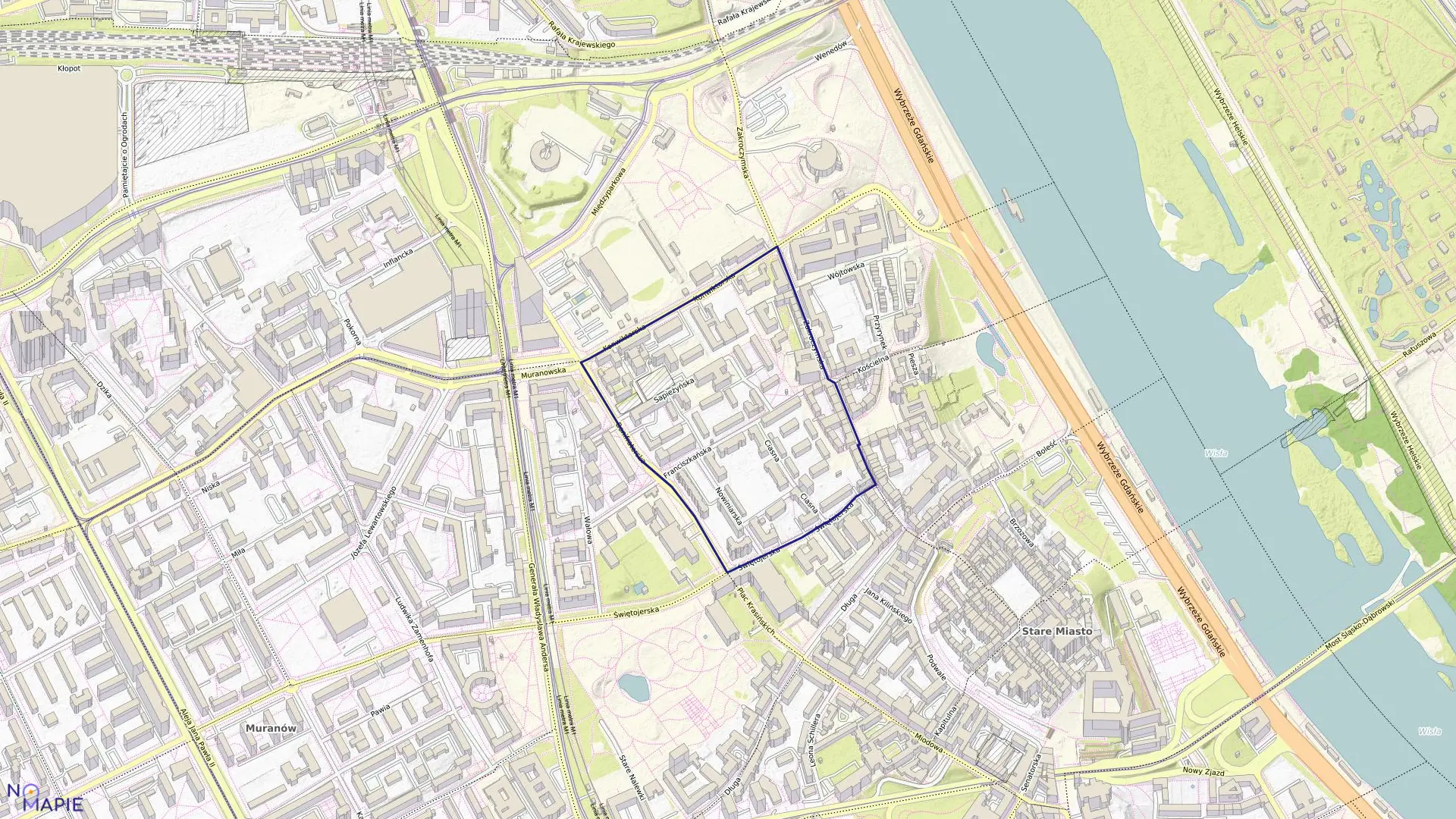 Mapa obrębu 5-02-05 w mieście Warszawa