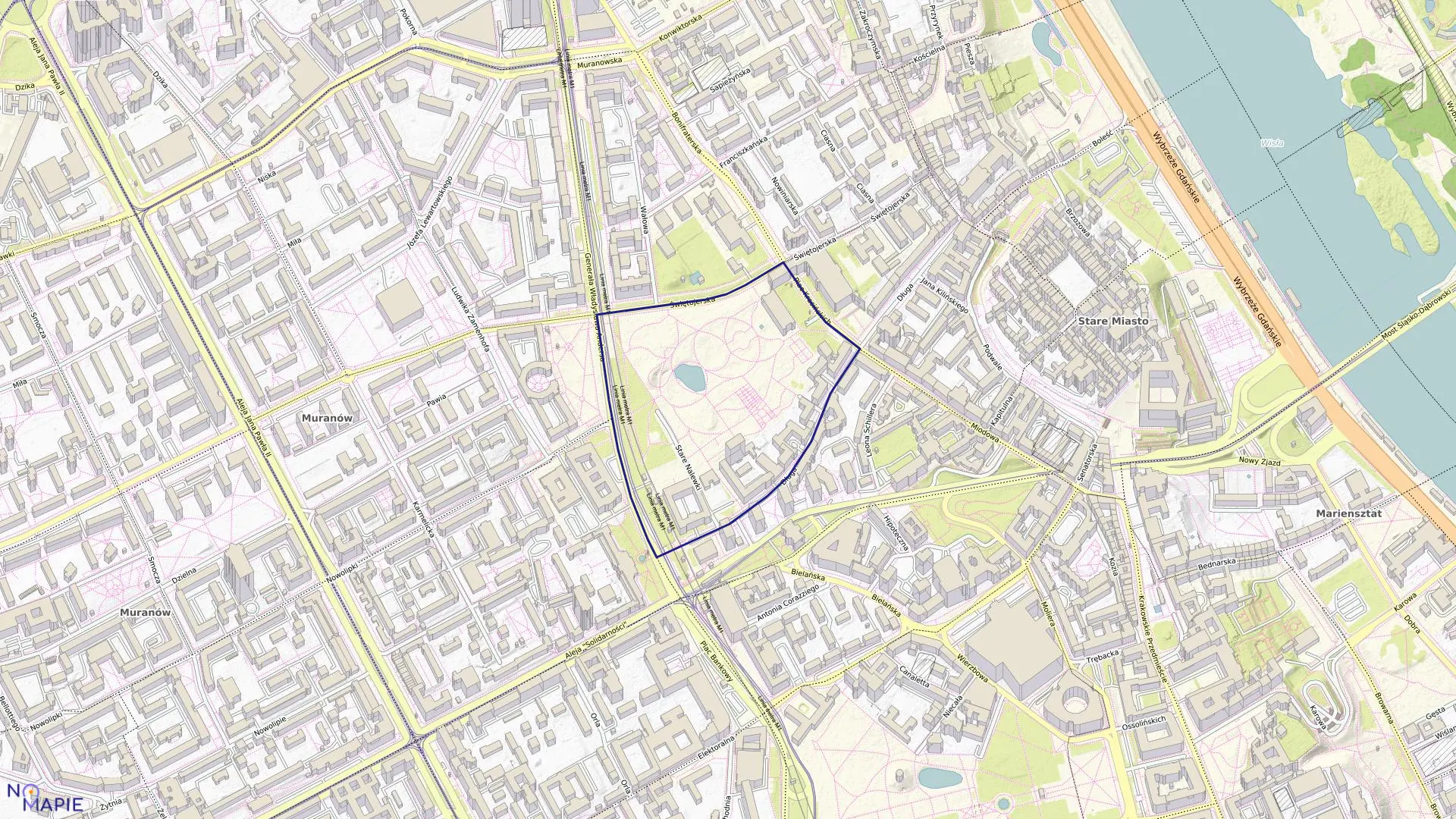 Mapa obrębu 5-02-07 w mieście Warszawa