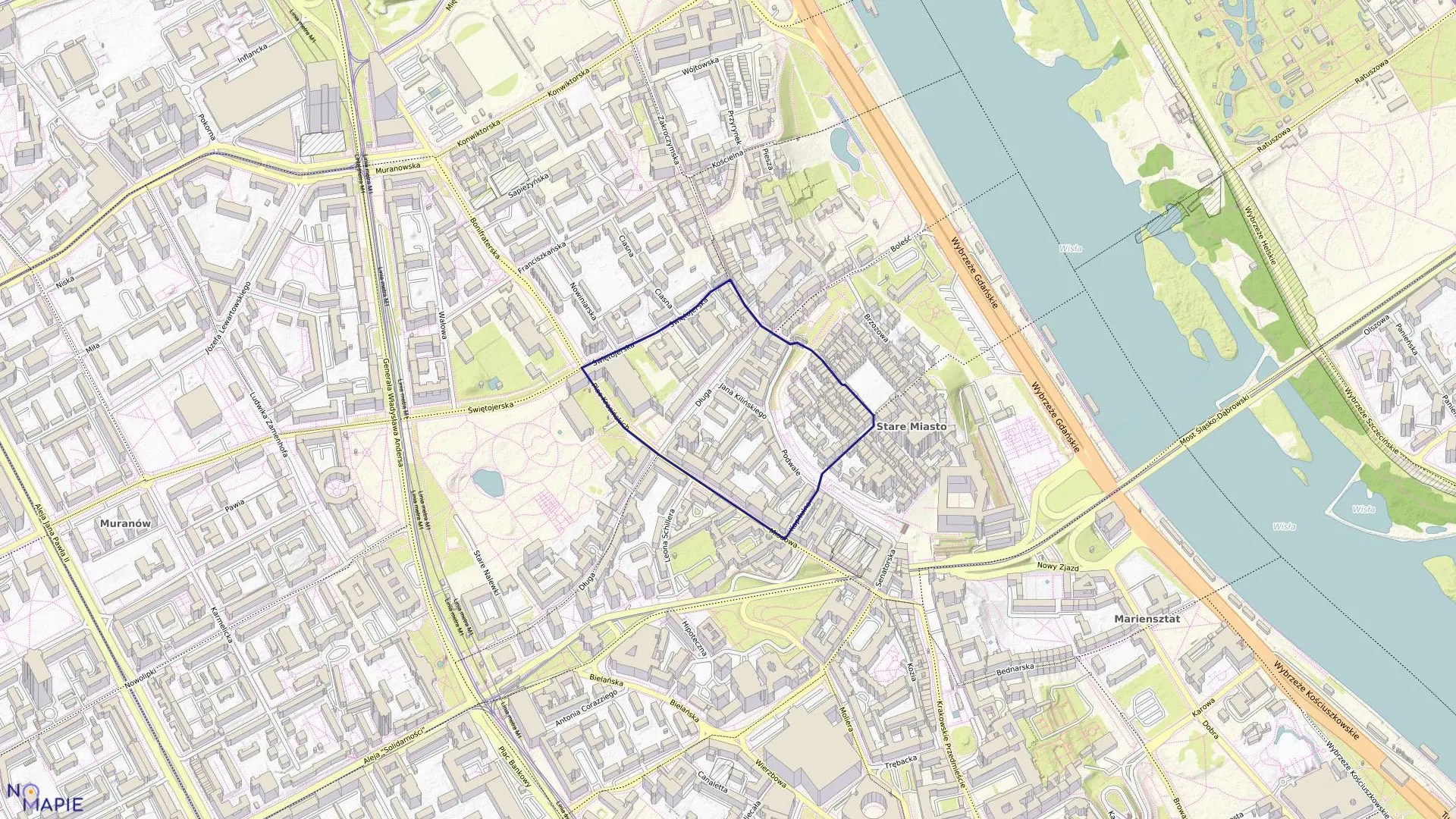 Mapa obrębu 5-02-08 w mieście Warszawa