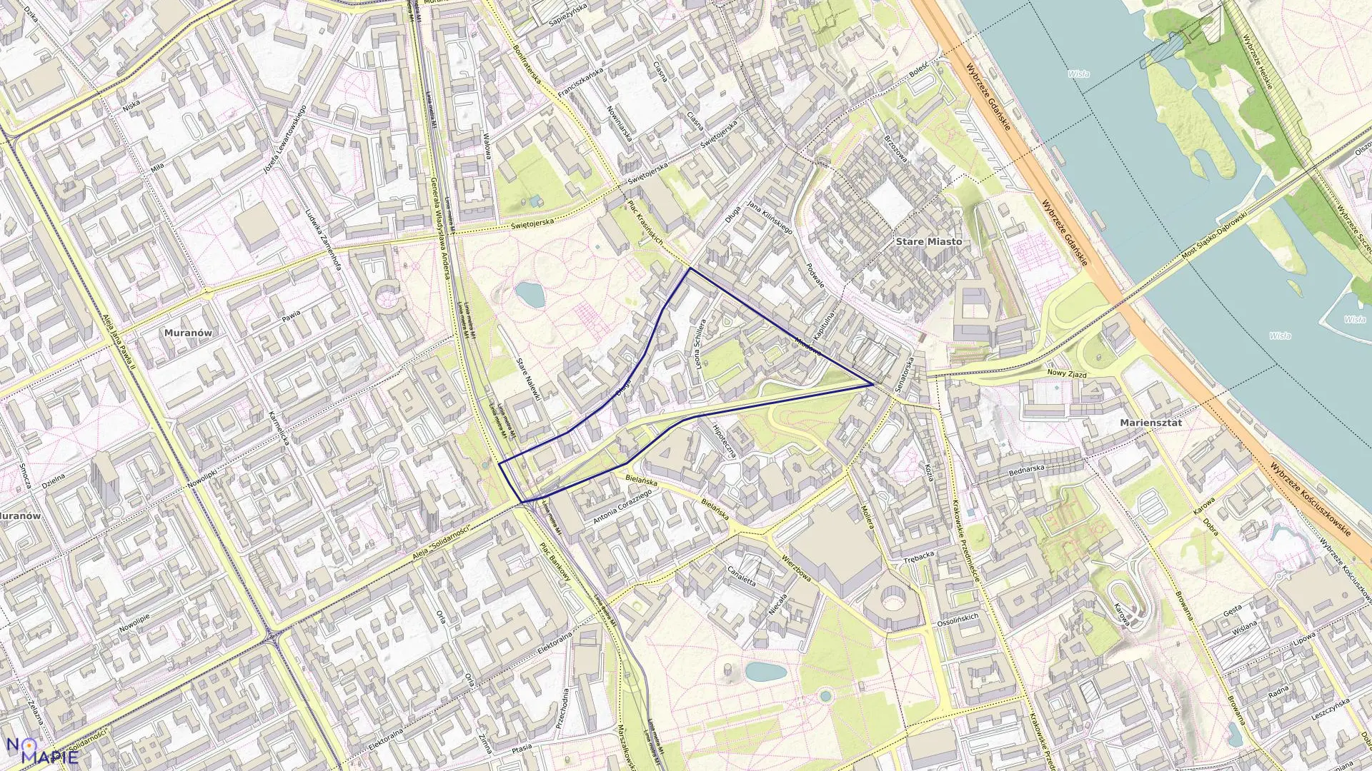 Mapa obrębu 5-02-10 w mieście Warszawa