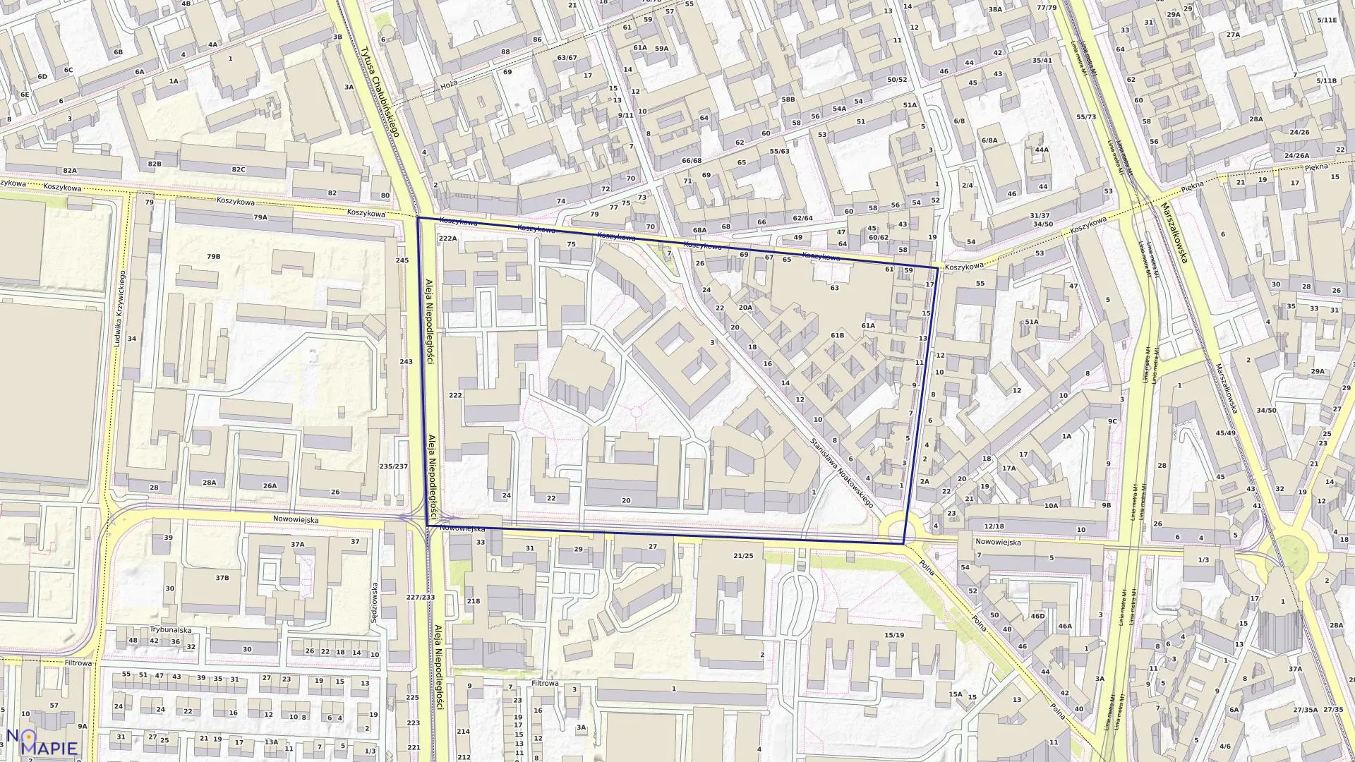 Mapa obrębu 5-05-05 w mieście Warszawa