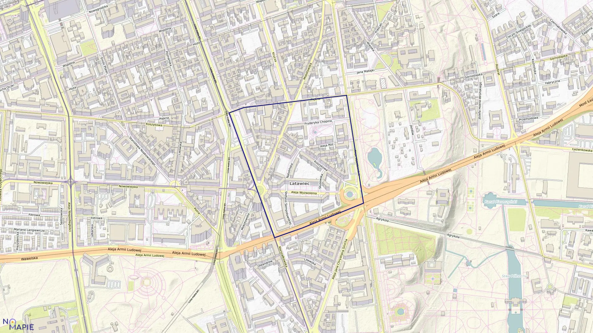 Mapa obrębu 5-05-07 w mieście Warszawa