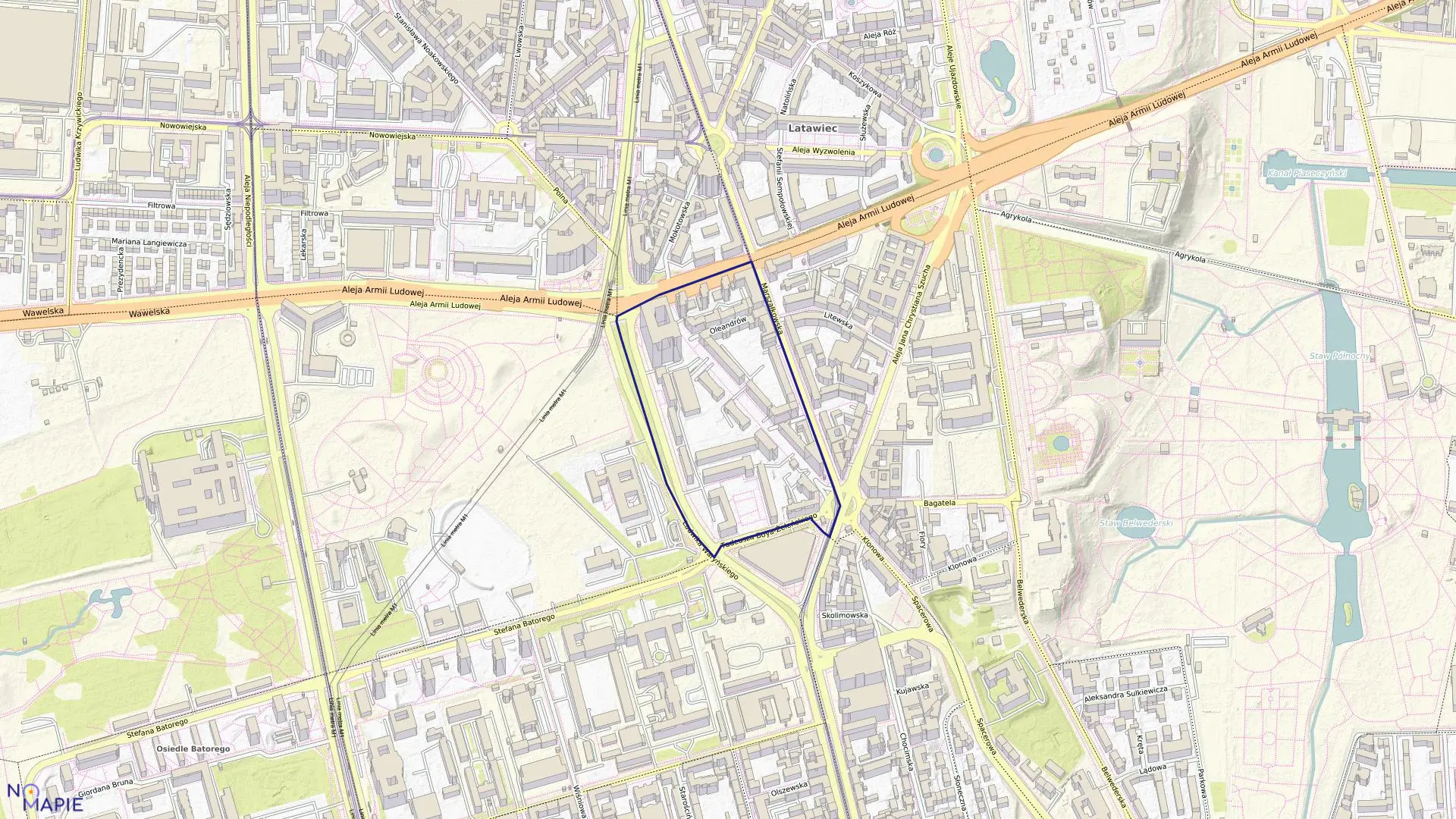 Mapa obrębu 5-05-10 w mieście Warszawa