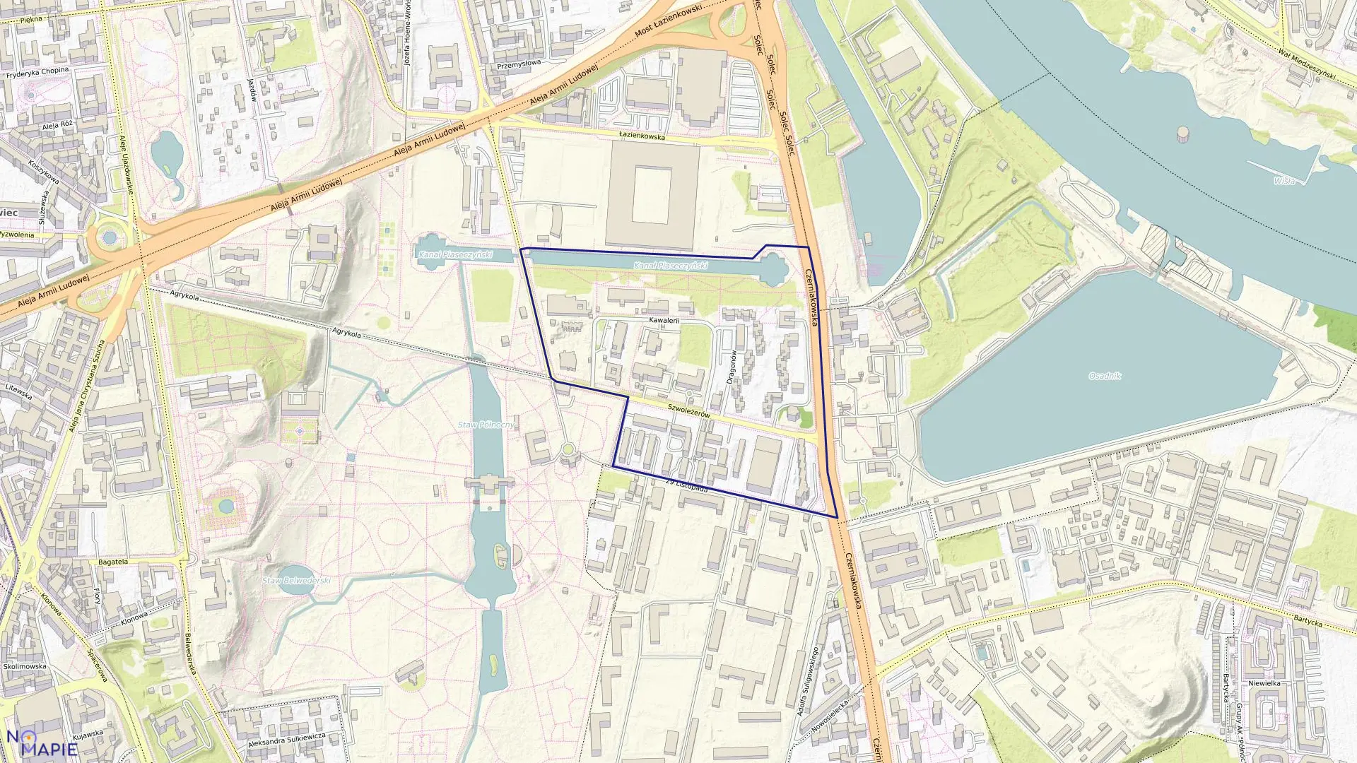 Mapa obrębu 5-06-13 w mieście Warszawa