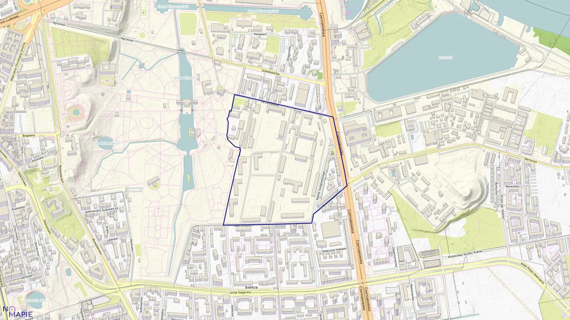 Mapa obrębu 5-06-16 w mieście Warszawa