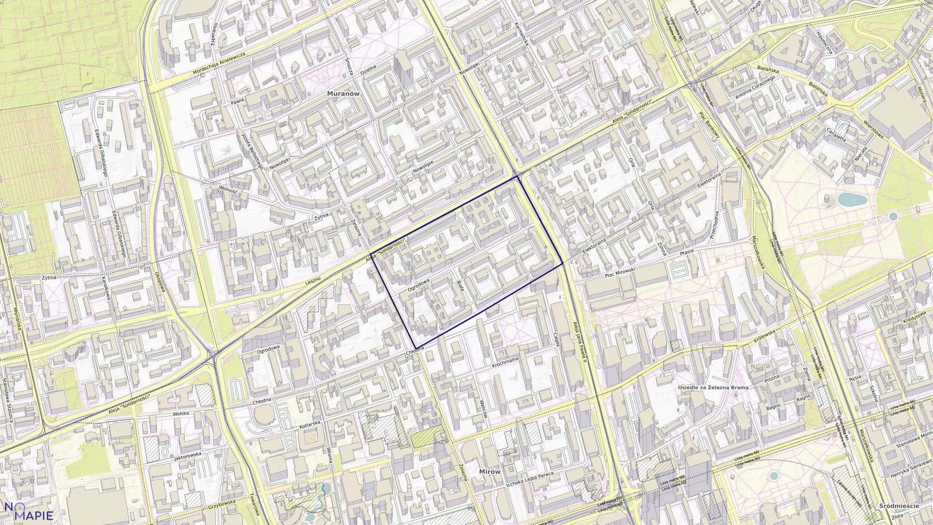 Mapa obrębu 6-01-02 w mieście Warszawa