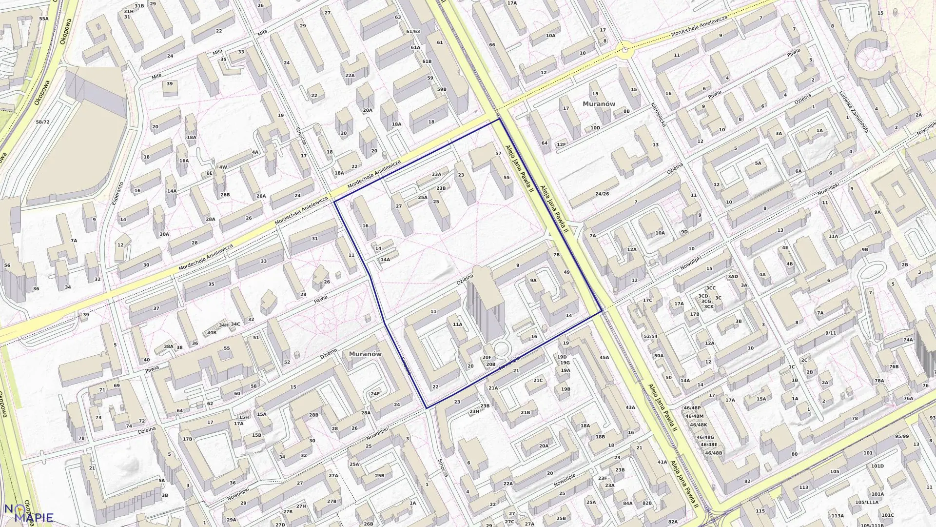 Mapa obrębu 6-02-05 w mieście Warszawa