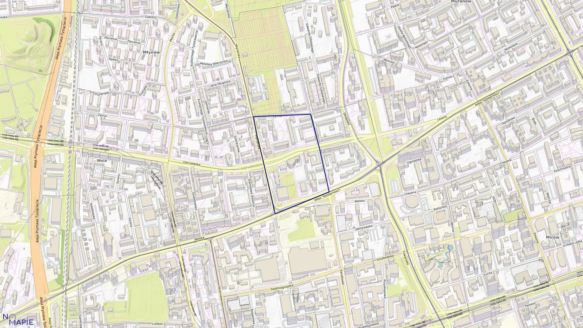 Mapa obrębu 6-03-16 w mieście Warszawa