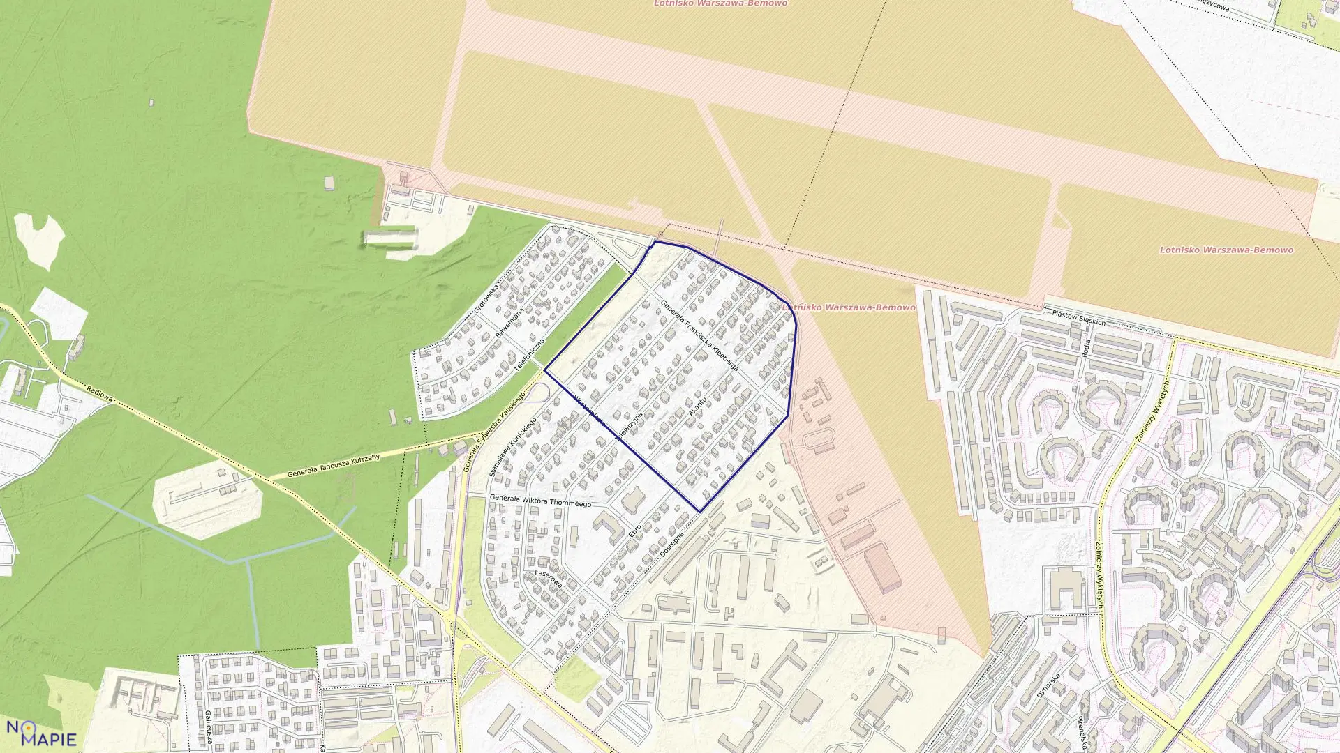 Mapa obrębu 6-08-02 w mieście Warszawa