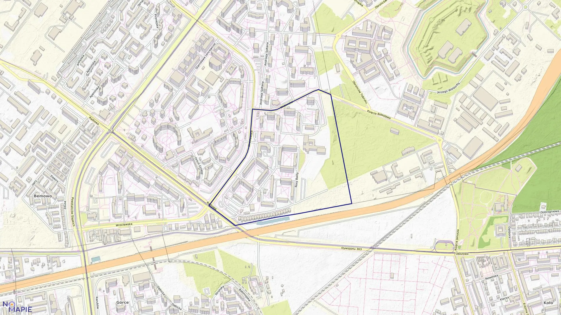 Mapa obrębu 6-08-05 w mieście Warszawa