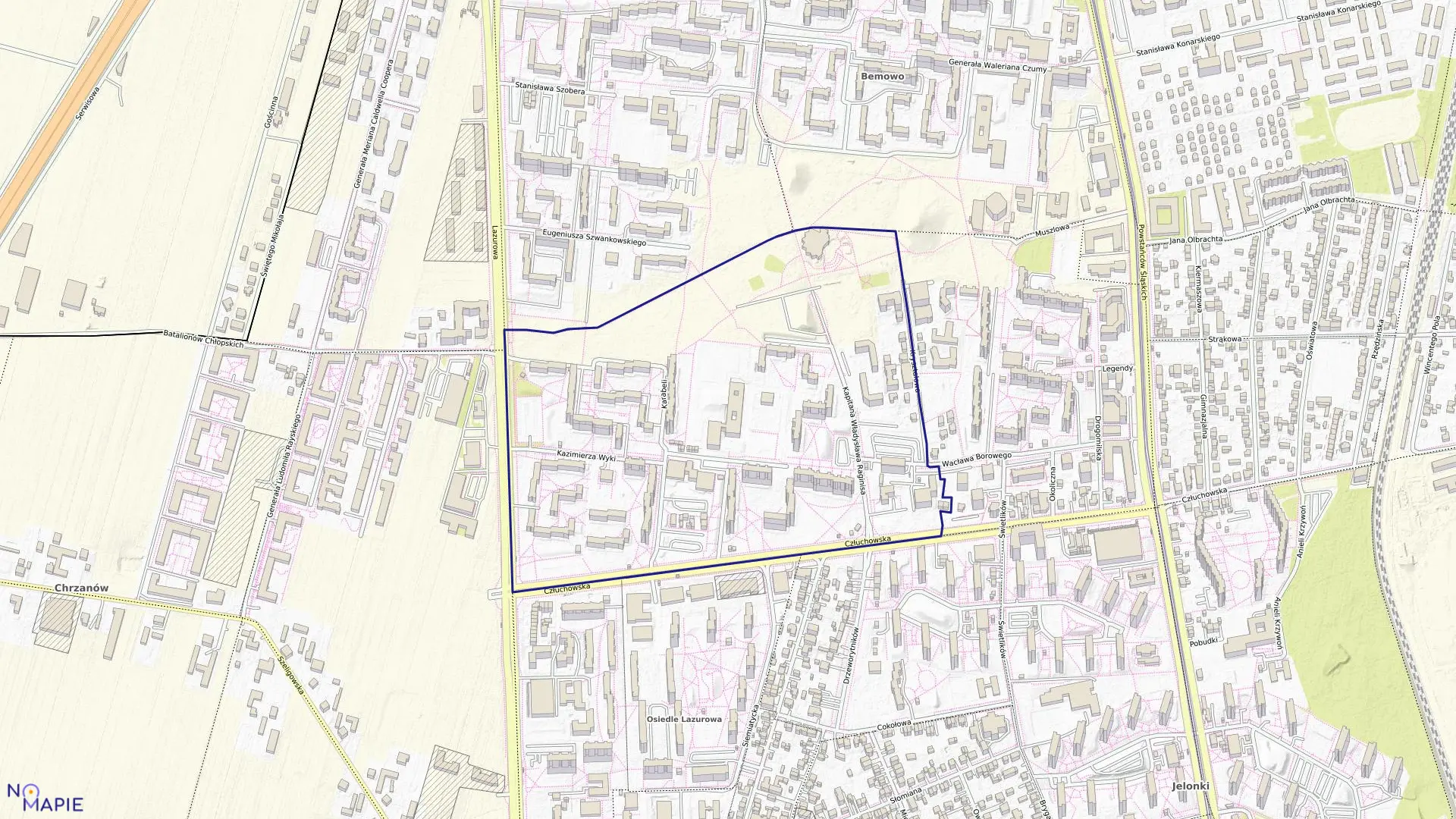 Mapa obrębu 6-11-12 w mieście Warszawa