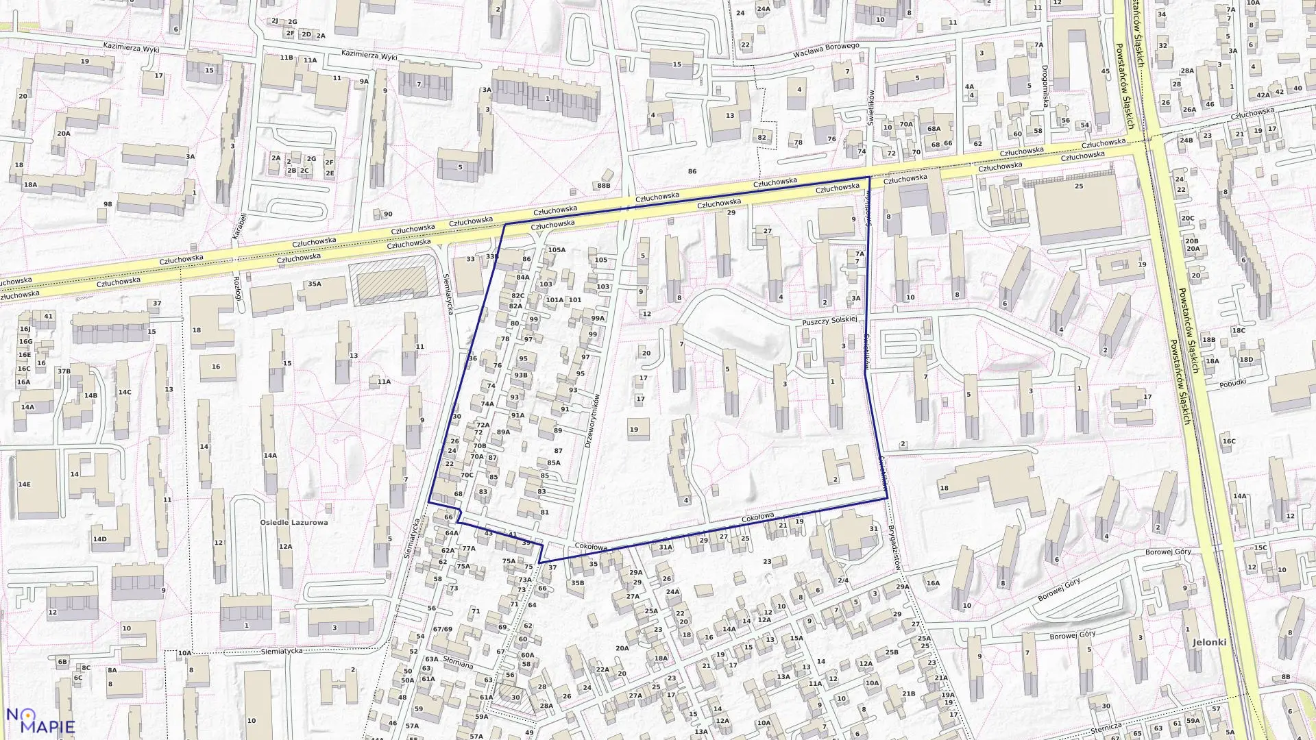 Mapa obrębu 6-12-07 w mieście Warszawa