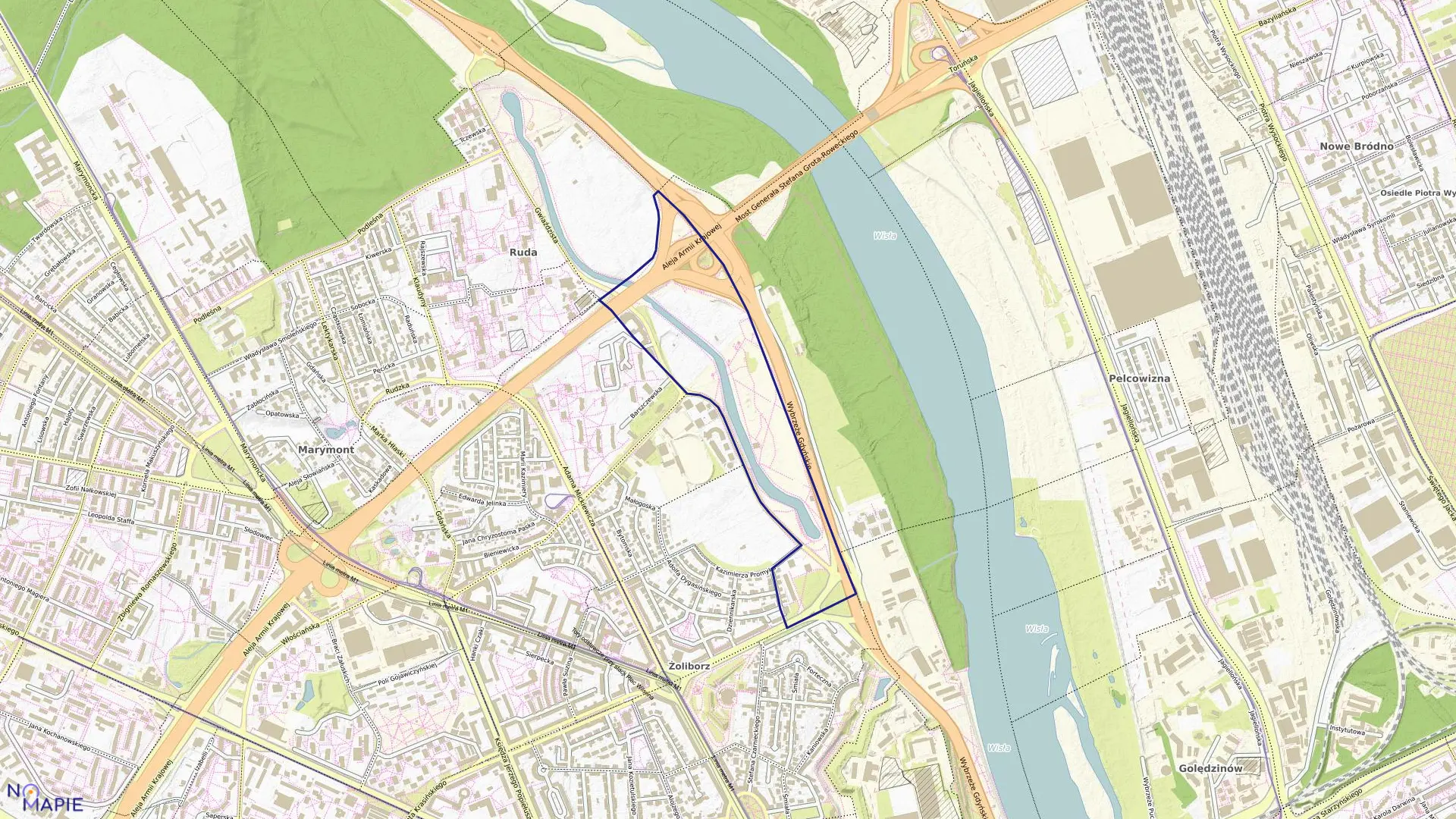 Mapa obrębu 7-01-04 w mieście Warszawa