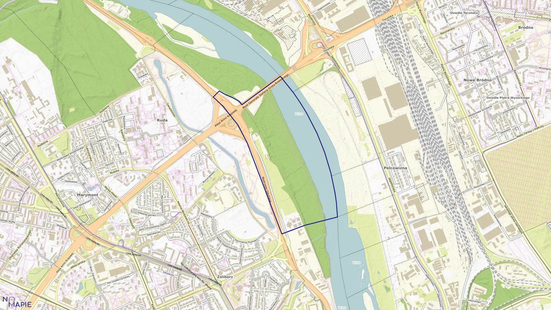 Mapa obrębu 7-01-05 w mieście Warszawa