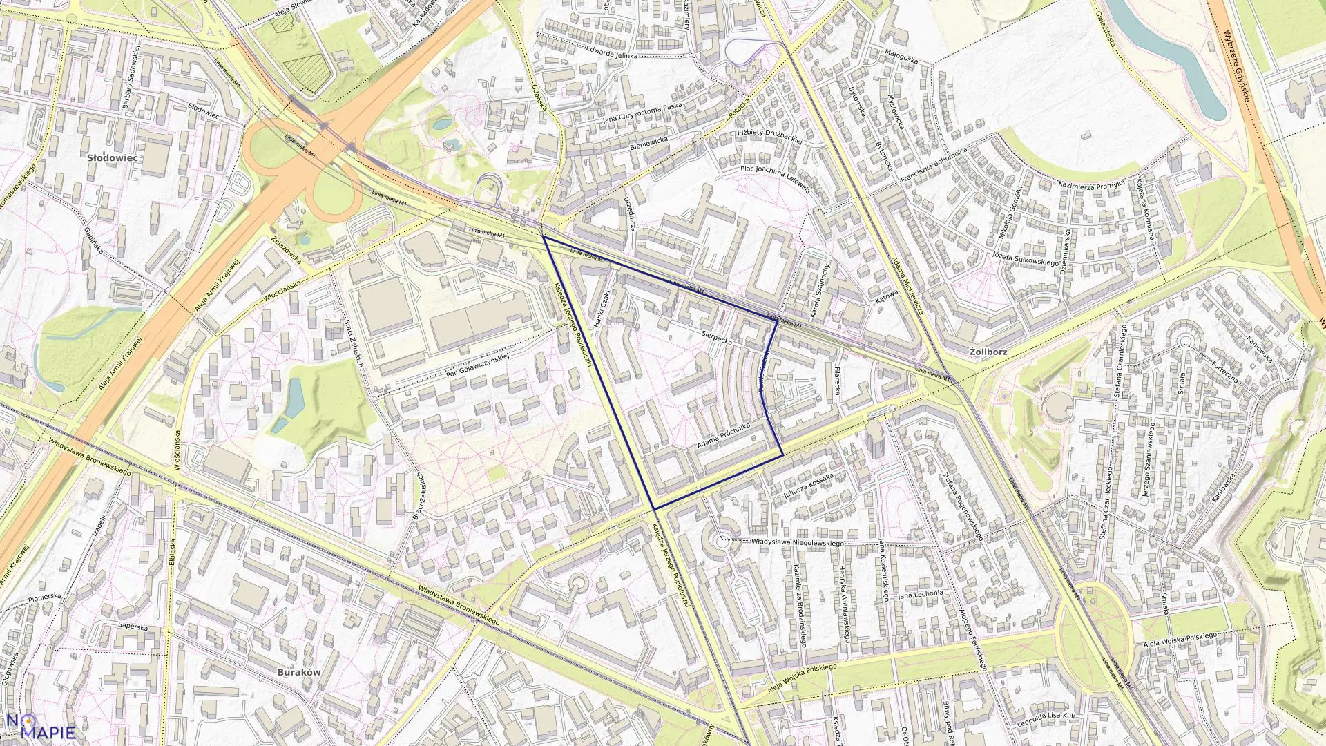 Mapa obrębu 7-01-06 w mieście Warszawa