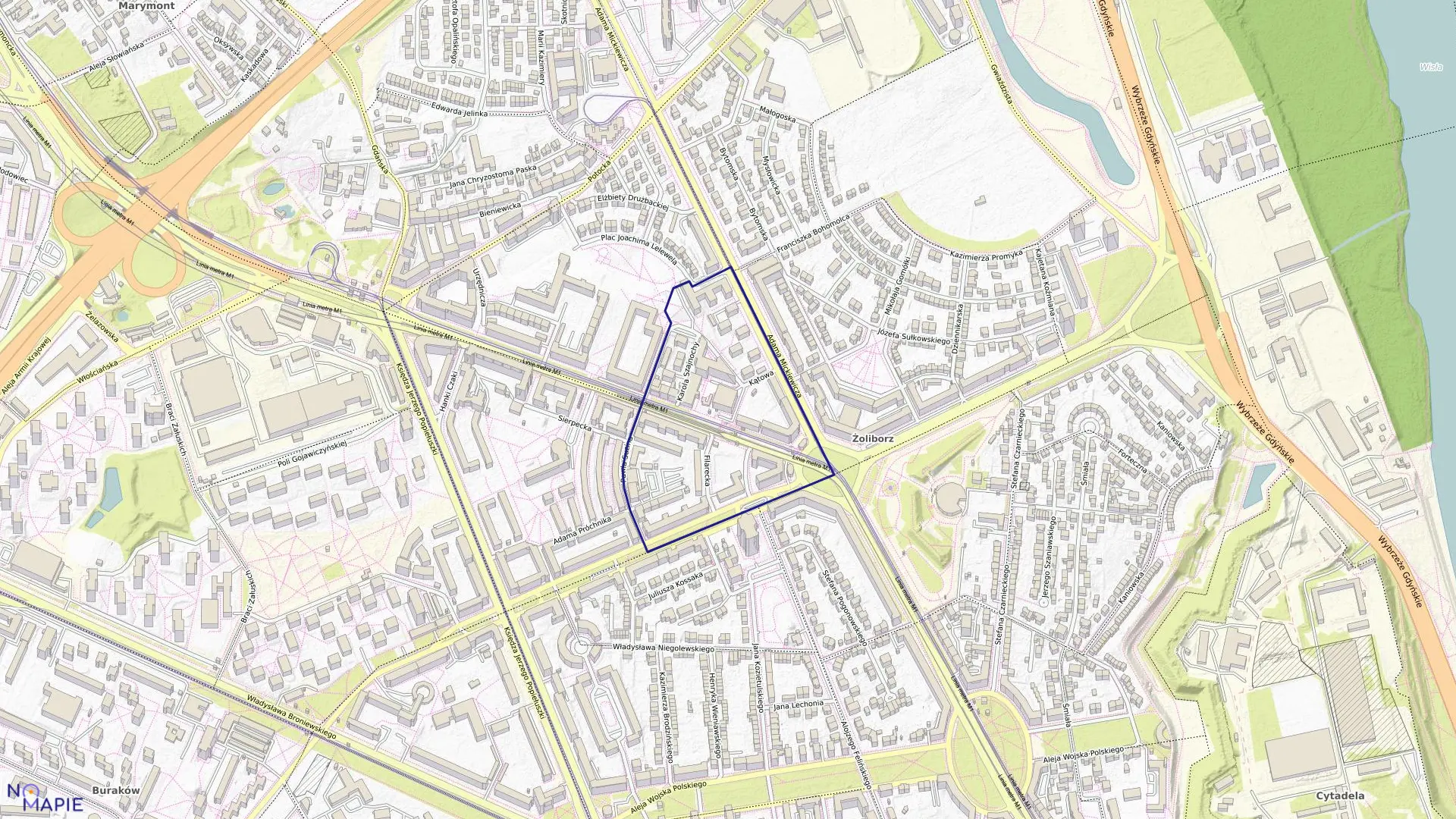 Mapa obrębu 7-01-07 w mieście Warszawa