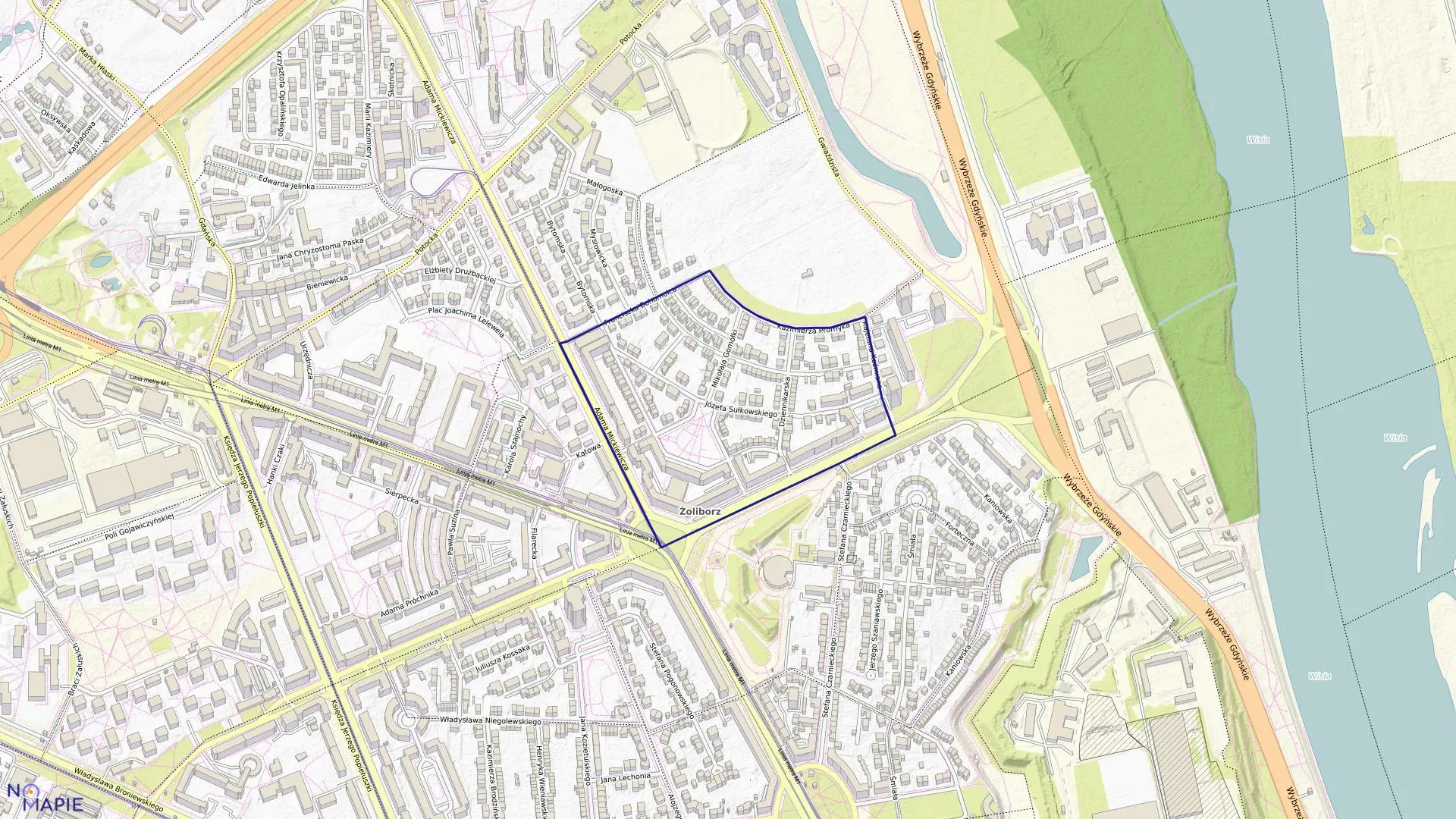 Mapa obrębu 7-01-08 w mieście Warszawa