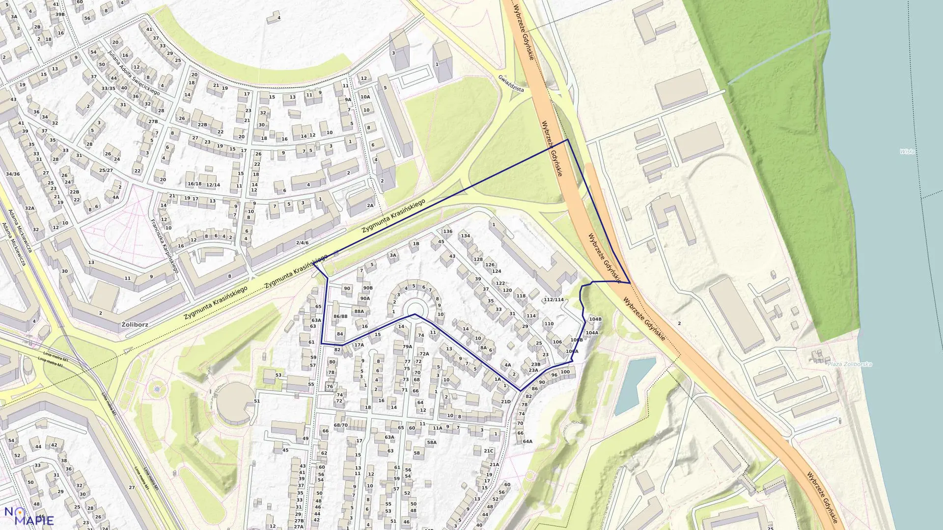 Mapa obrębu 7-01-09 w mieście Warszawa