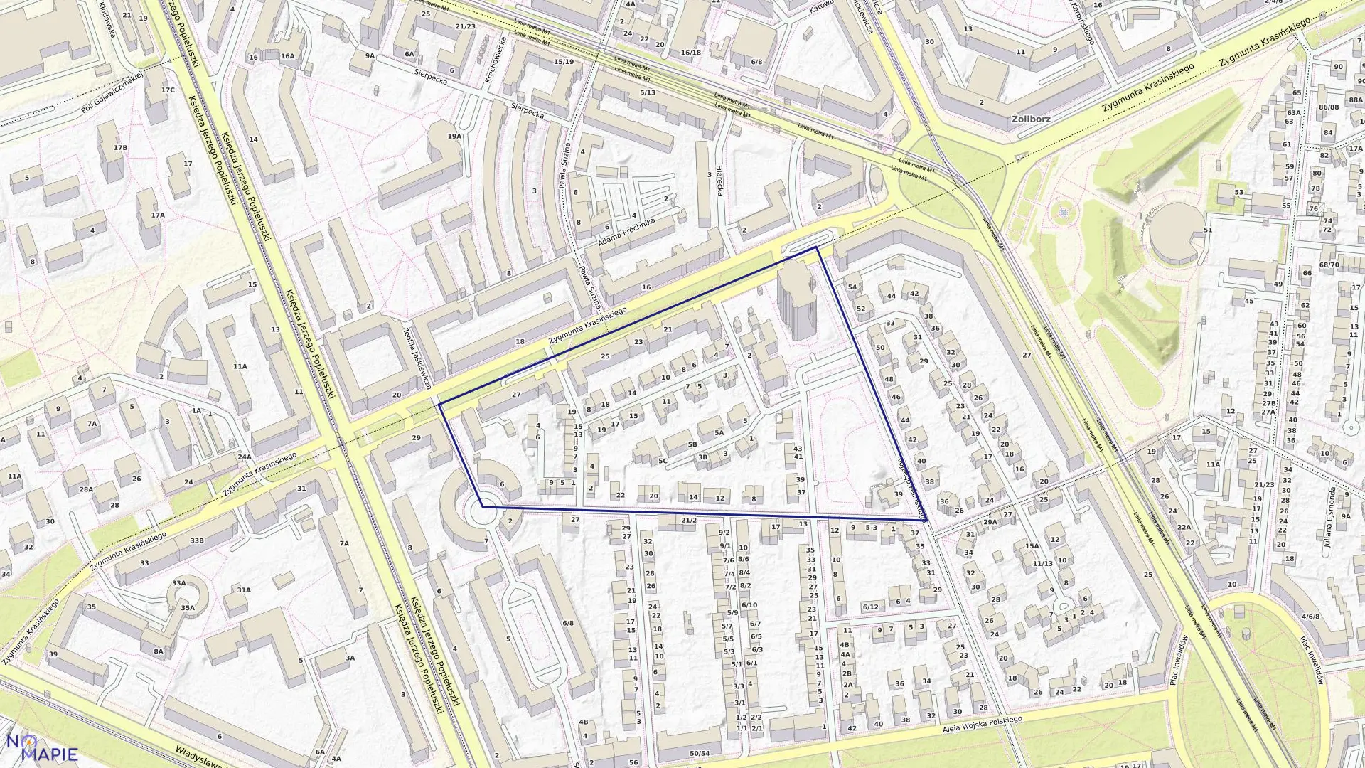 Mapa obrębu 7-01-10 w mieście Warszawa