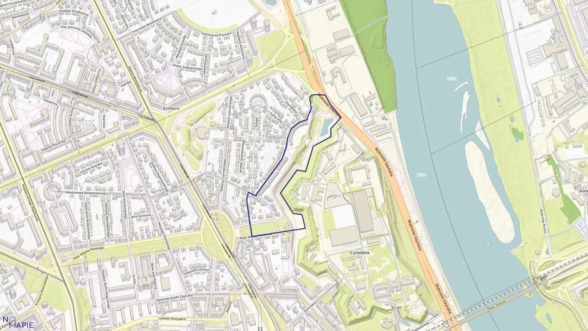 Mapa obrębu 7-01-13 w mieście Warszawa