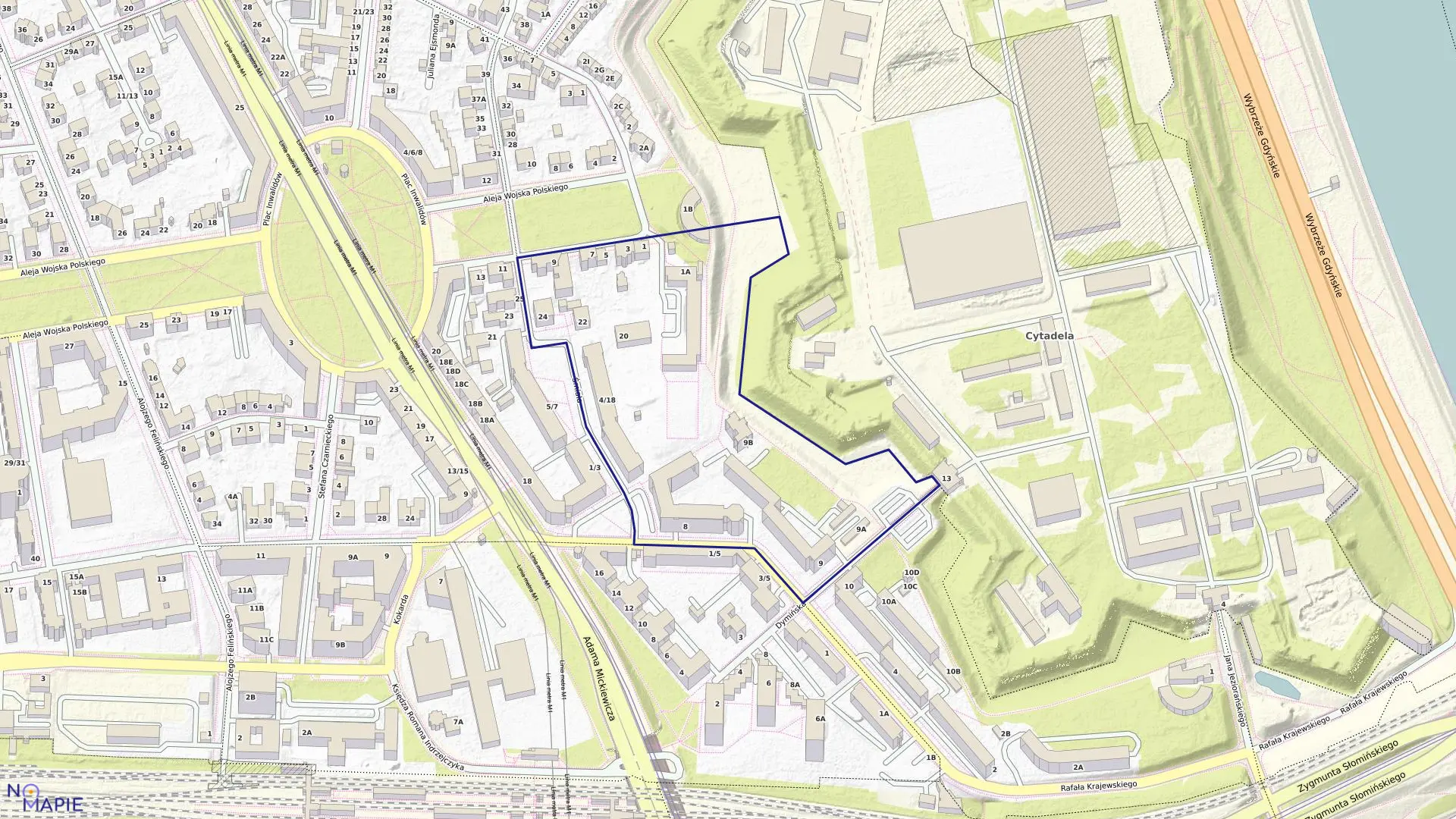 Mapa obrębu 7-01-16 w mieście Warszawa