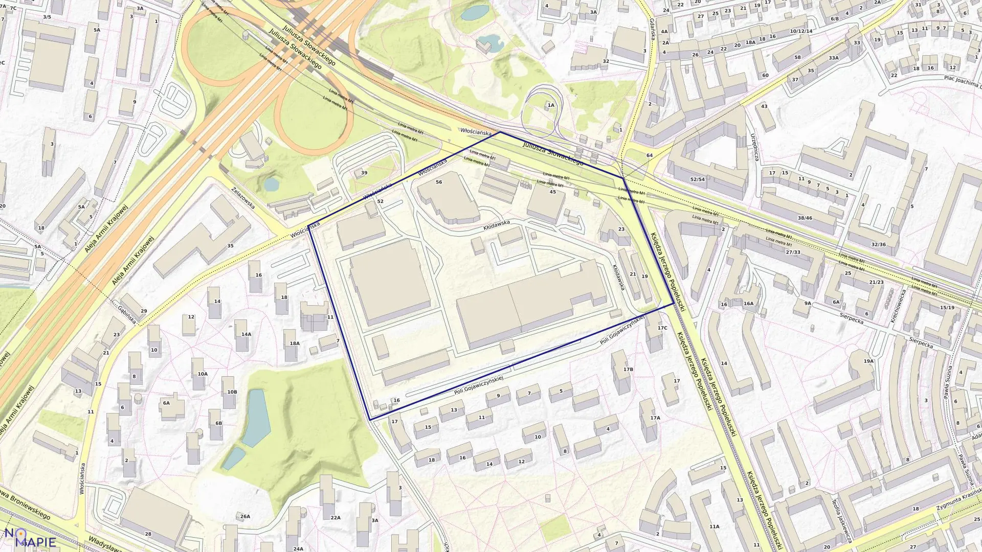 Mapa obrębu 7-02-02 w mieście Warszawa