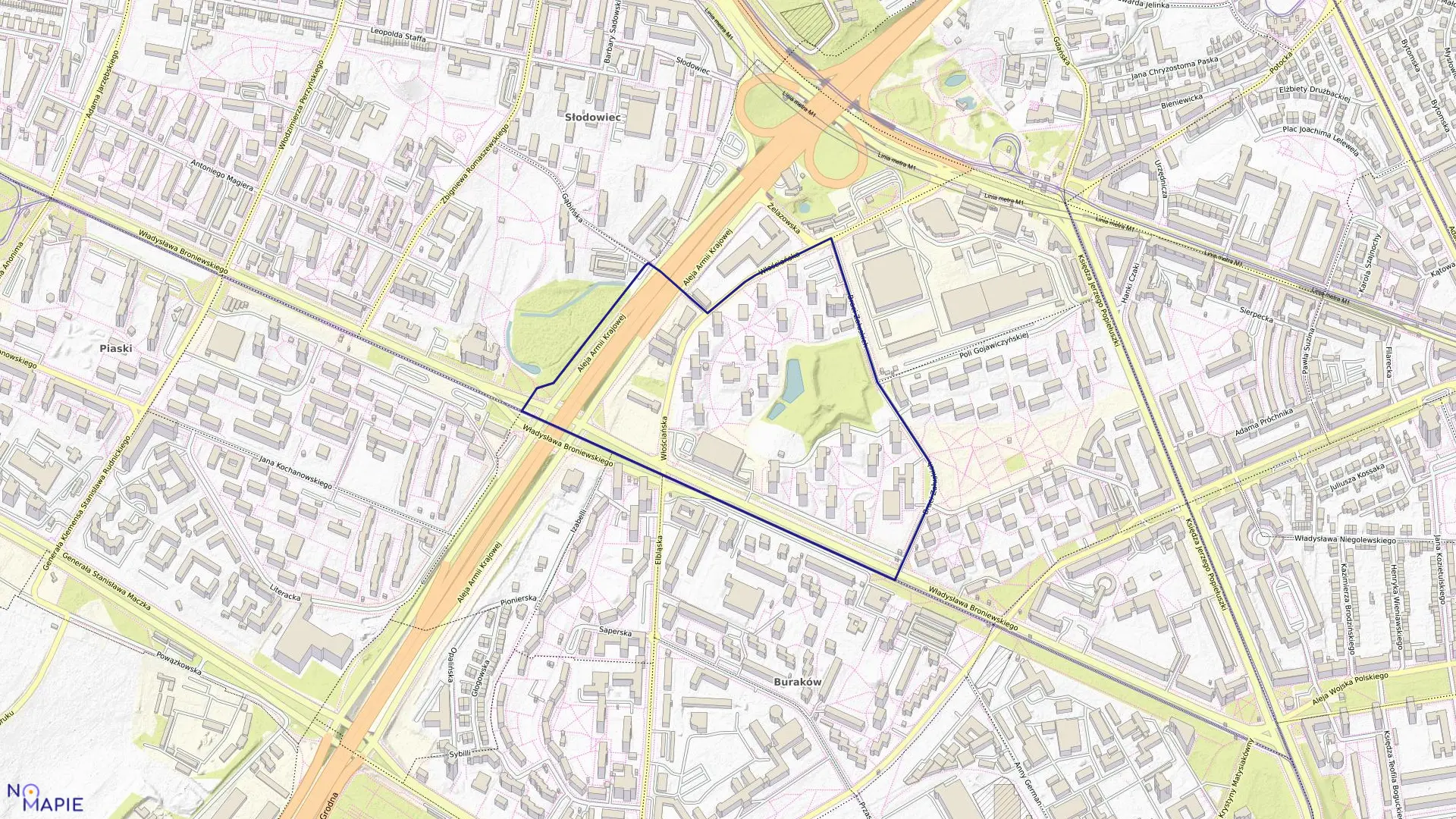 Mapa obrębu 7-02-03 w mieście Warszawa