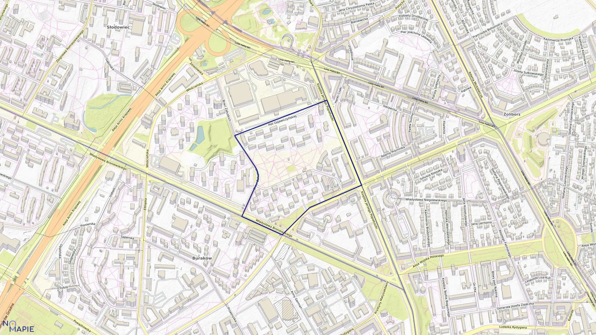 Mapa obrębu 7-02-04 w mieście Warszawa