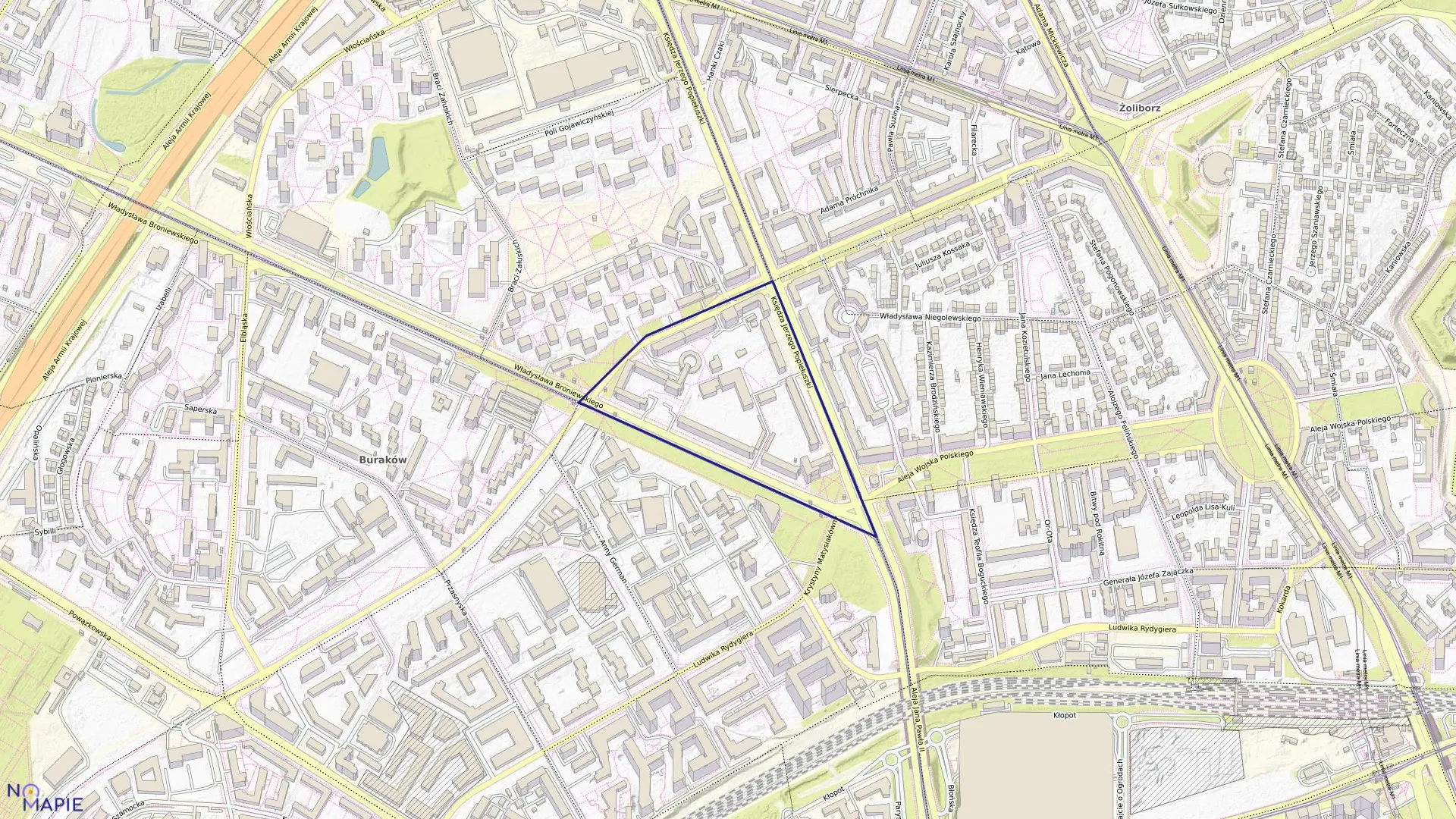 Mapa obrębu 7-02-07 w mieście Warszawa