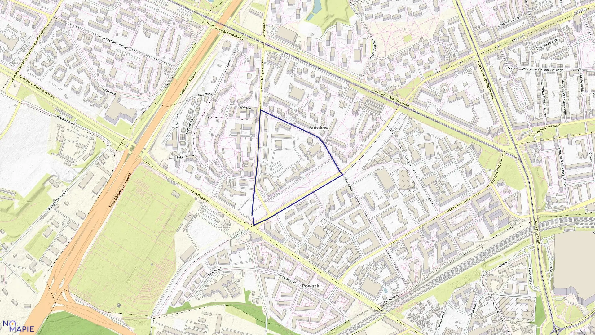 Mapa obrębu 7-02-10 w mieście Warszawa