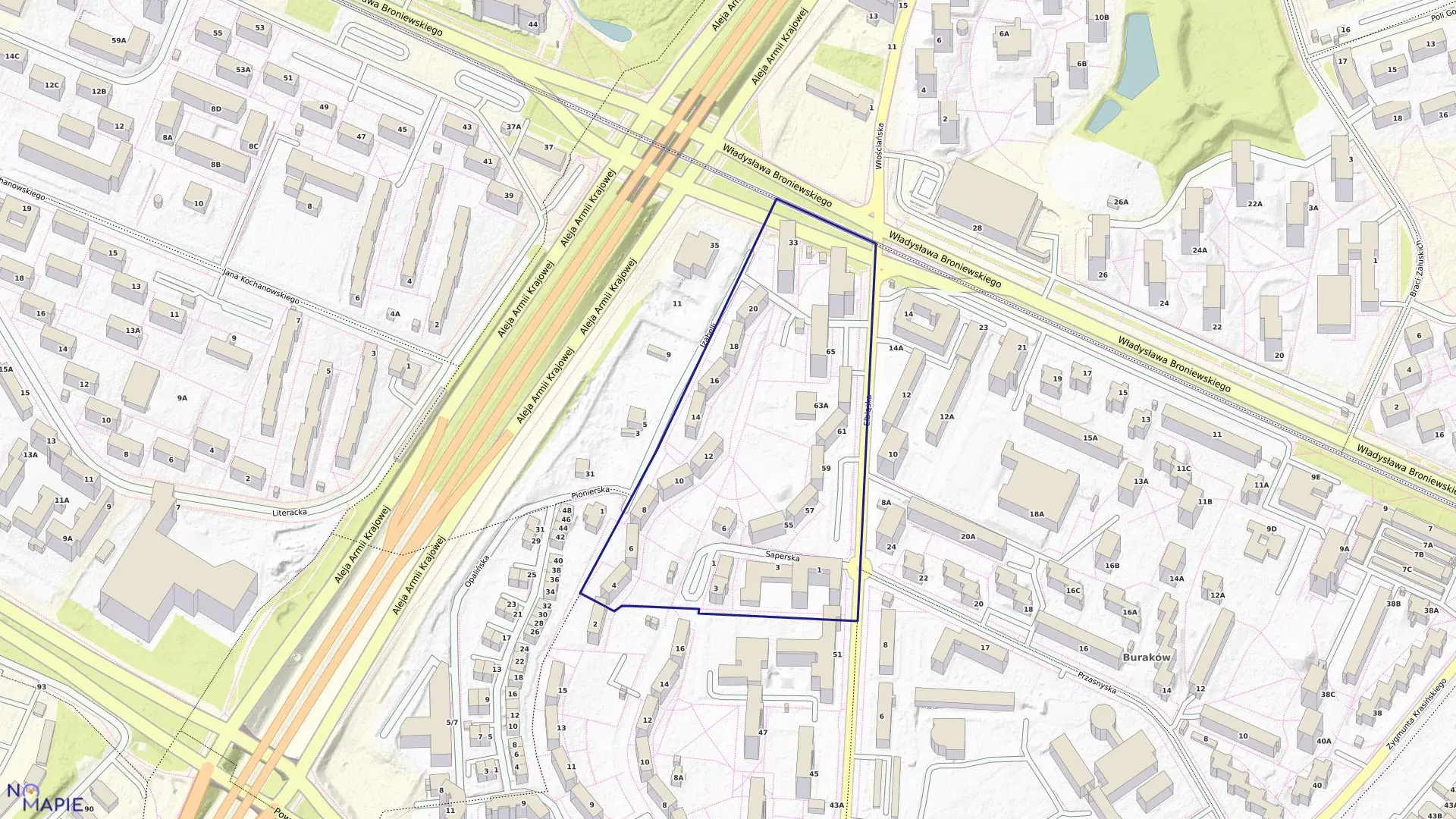 Mapa obrębu 7-02-11 w mieście Warszawa