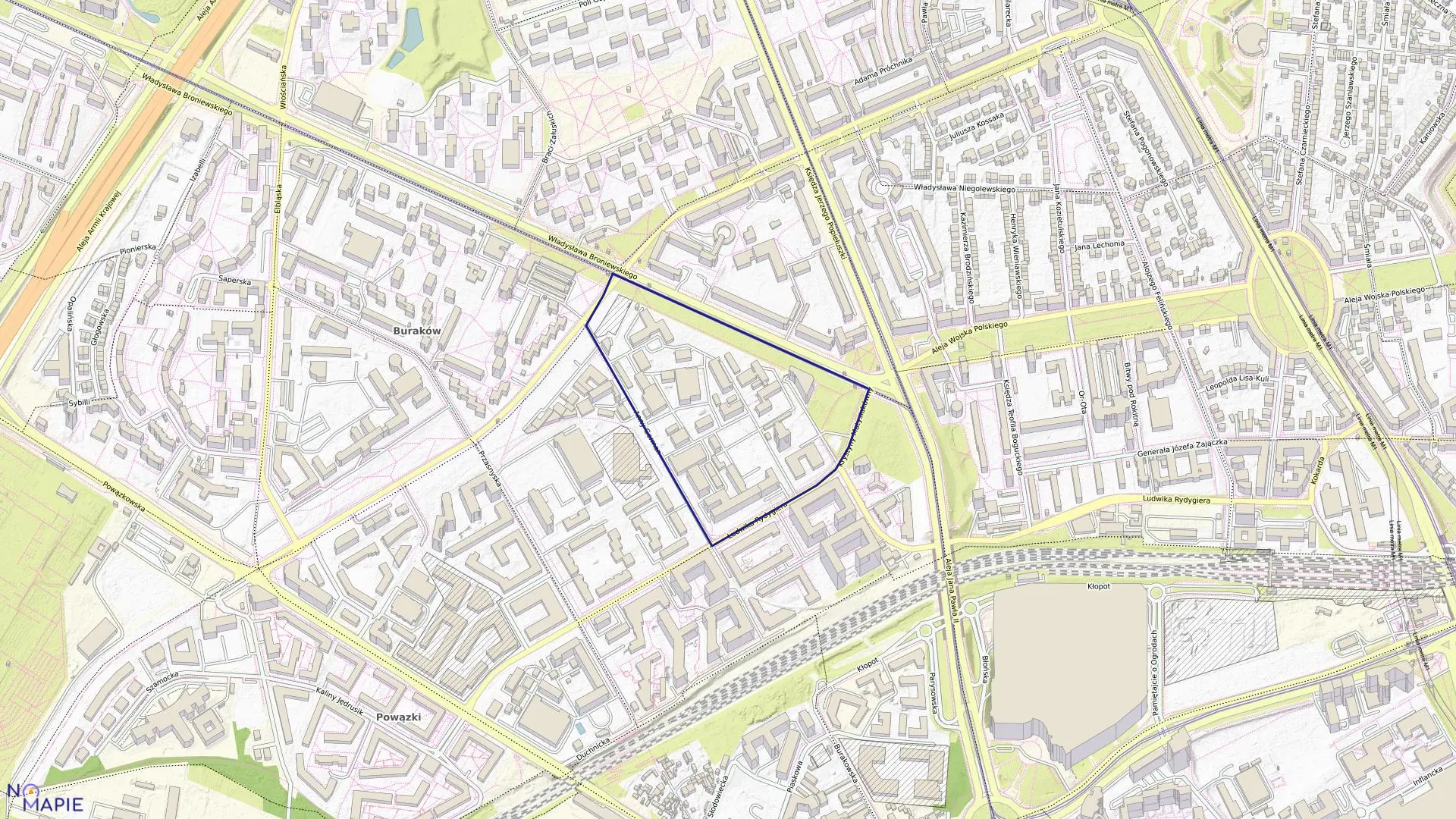 Mapa obrębu 7-03-05 w mieście Warszawa