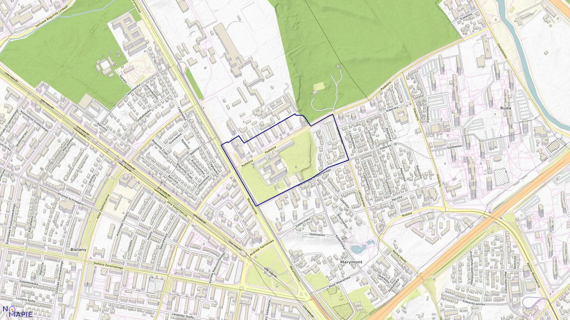 Mapa obrębu 7-04-01 w mieście Warszawa