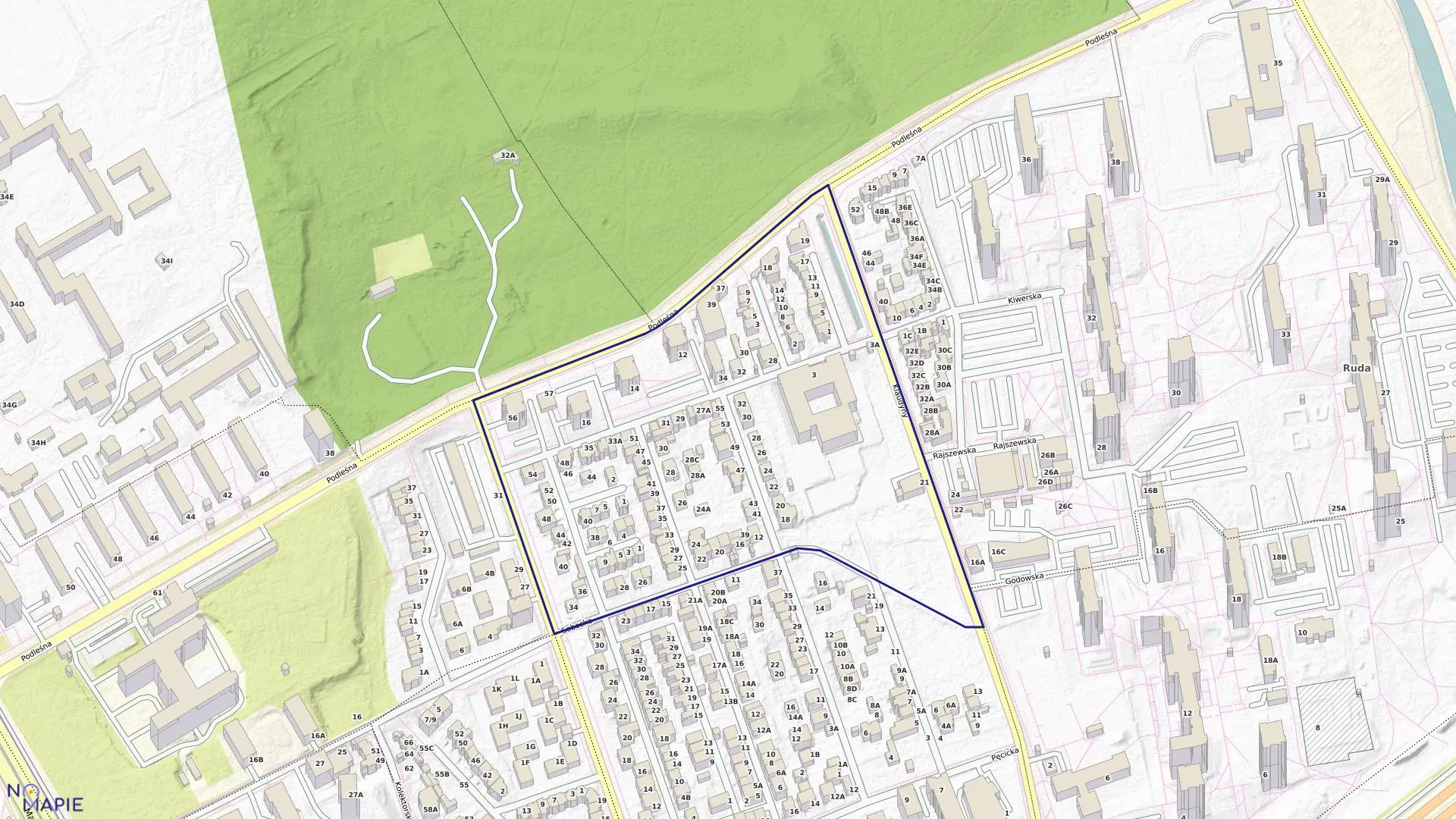 Mapa obrębu 7-04-02 w mieście Warszawa